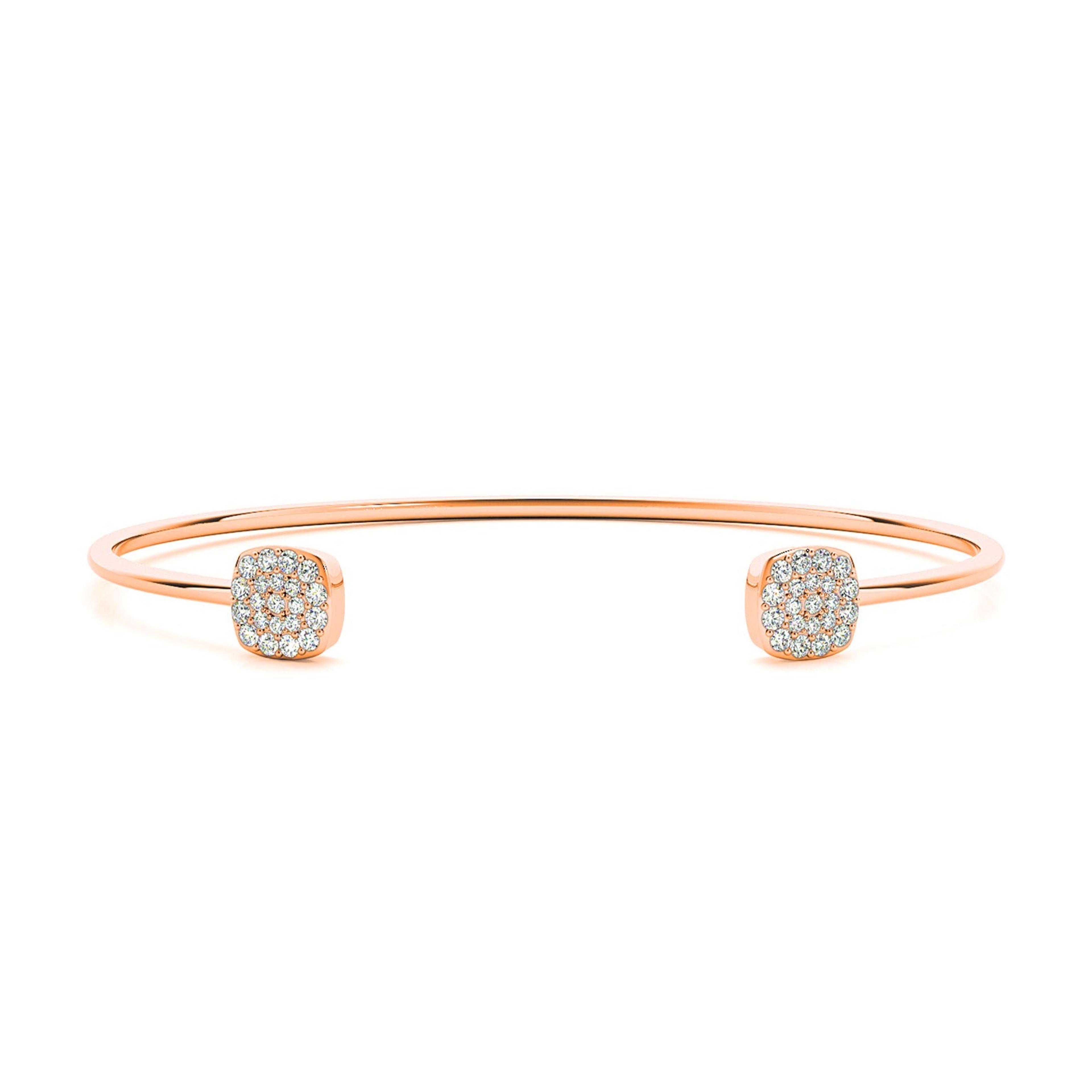 Cushion Cluster 0.35 ctw Round Diamond Cuff Bangle Bracelet-VIRABYANI