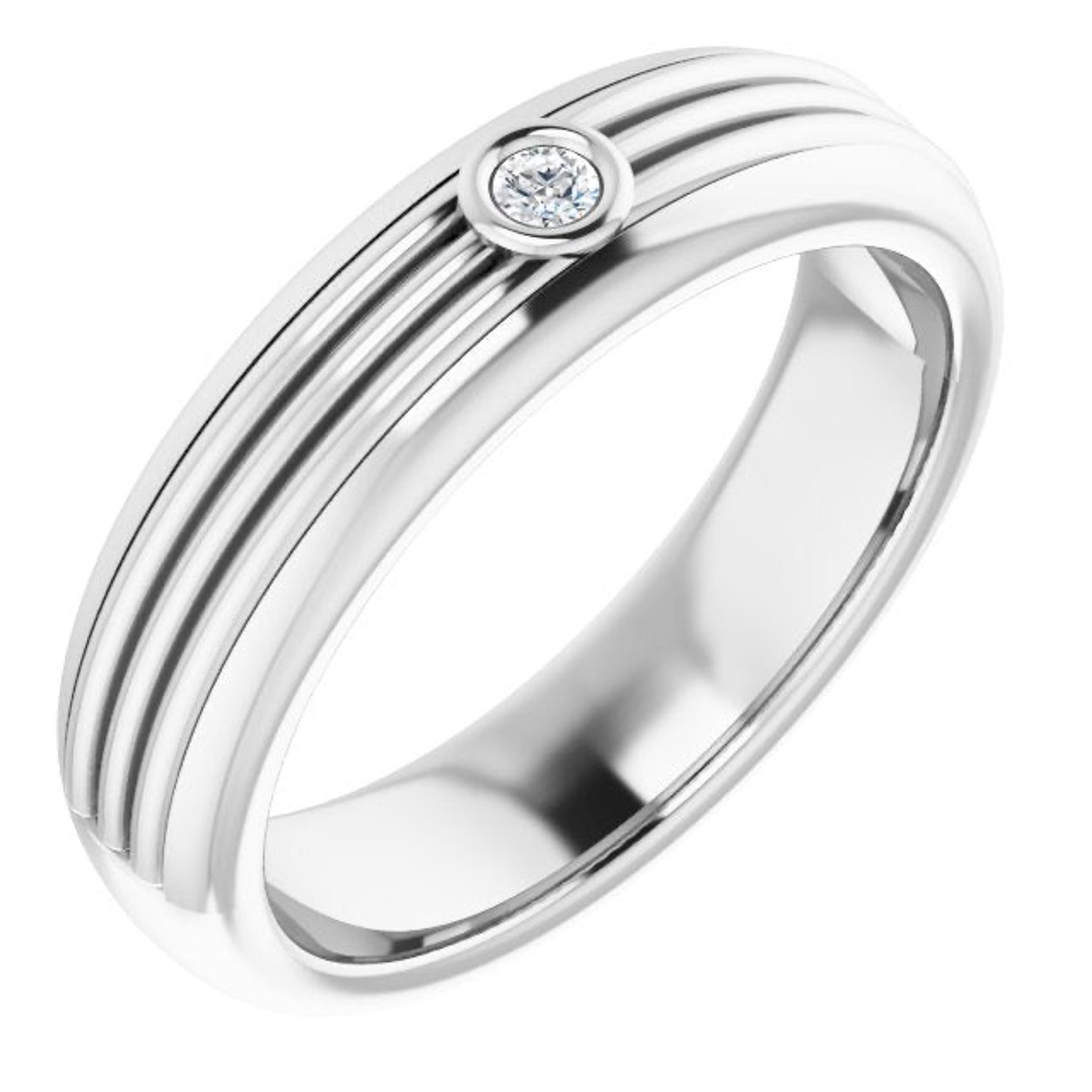 Bezel Set Single Diamond Men's Band