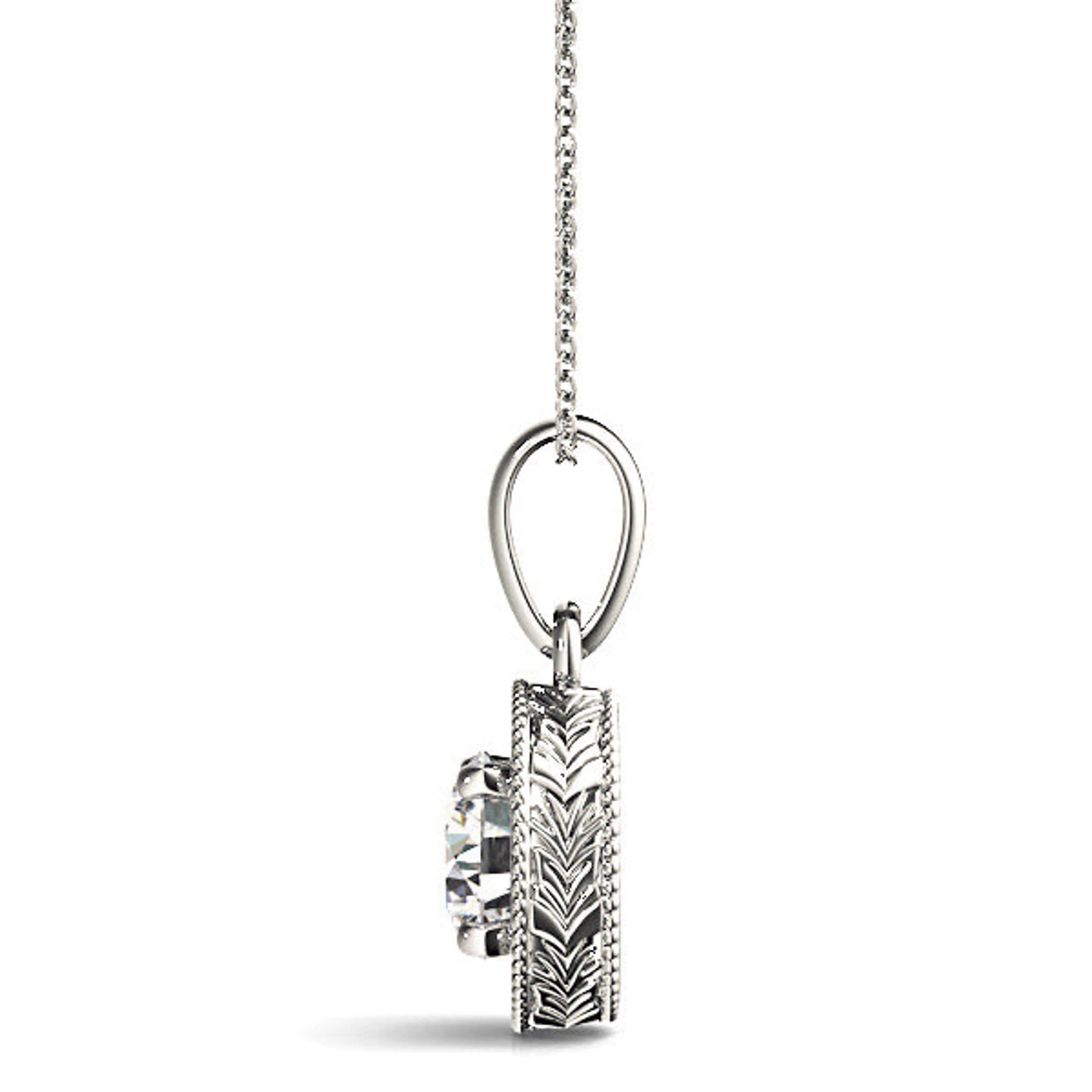 Milgrain Filigree Round Diamond Vintage Necklace Pendant-VIRABYANI