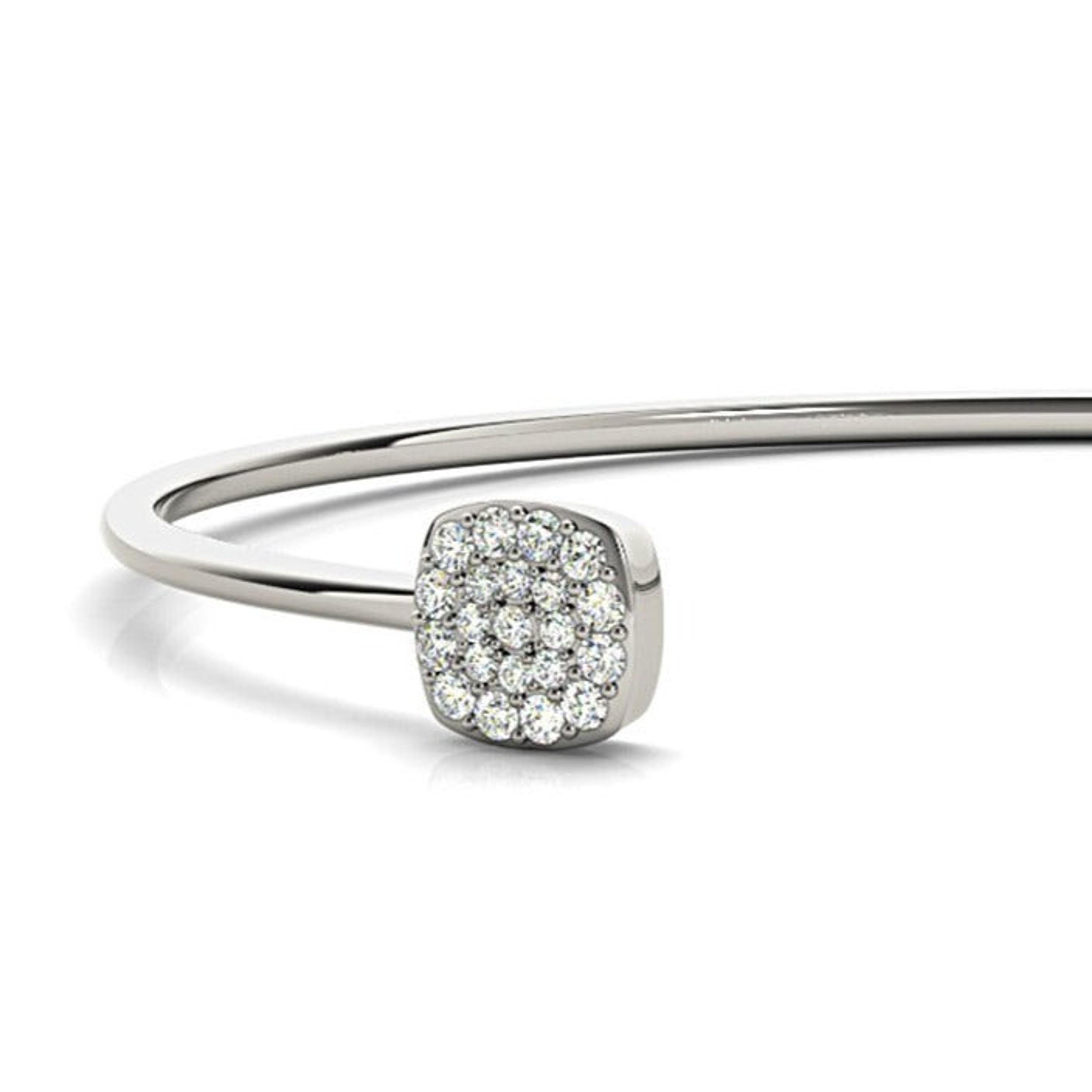 Cushion Cluster 0.35 ctw Round Diamond Cuff Bangle Bracelet-VIRABYANI