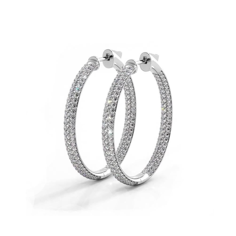 2.5 ctw. Triple Row Inside Out Pave Diamond Hoop Earrings Dome Style