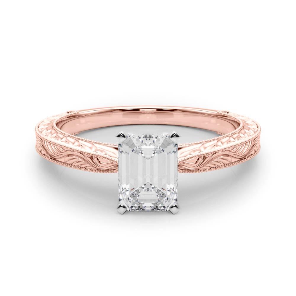 Victoria Emerald Diamond Solitaire Engagement Ring
