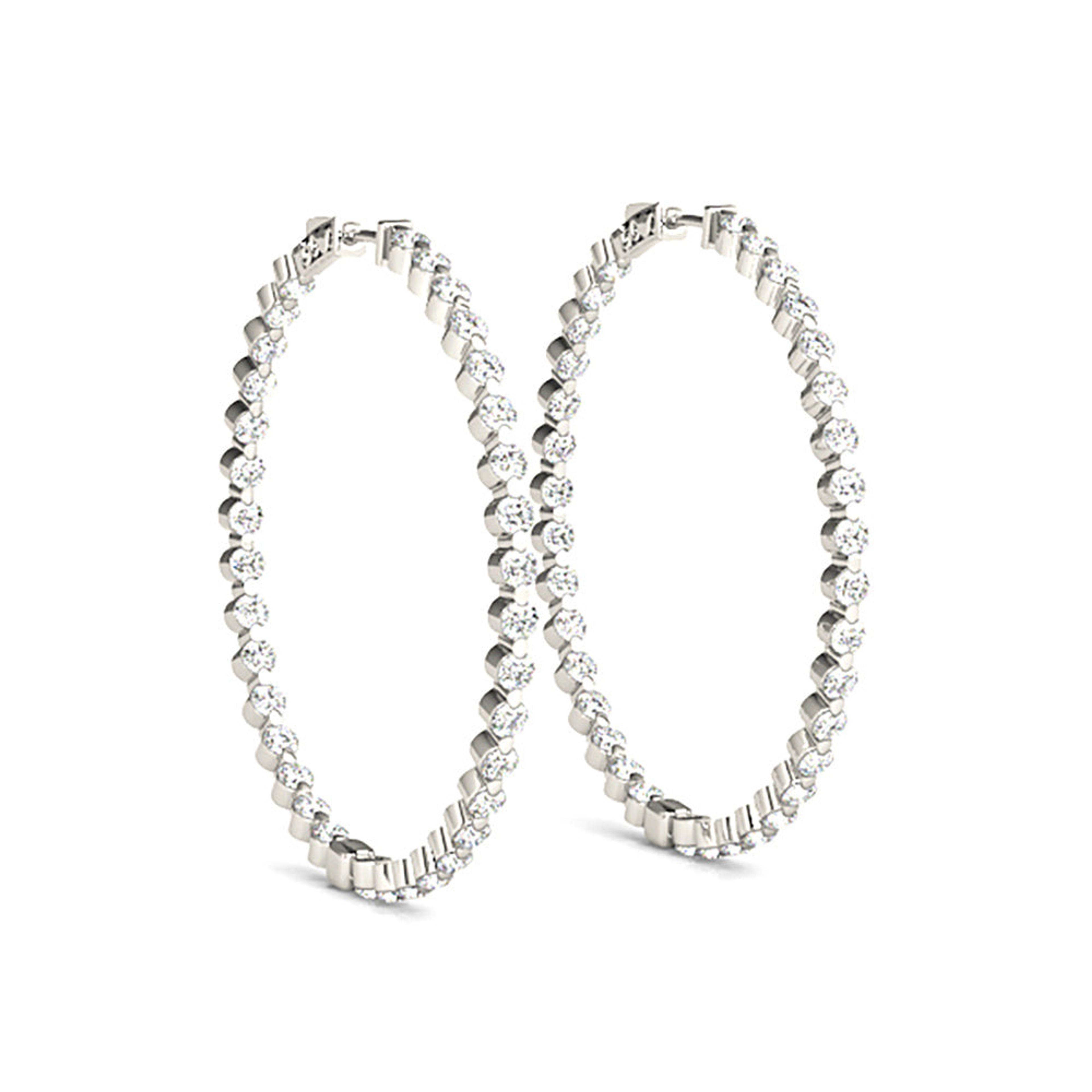 6.0 ct. Floating Diamond Hoop Earrings Inside-Out Style