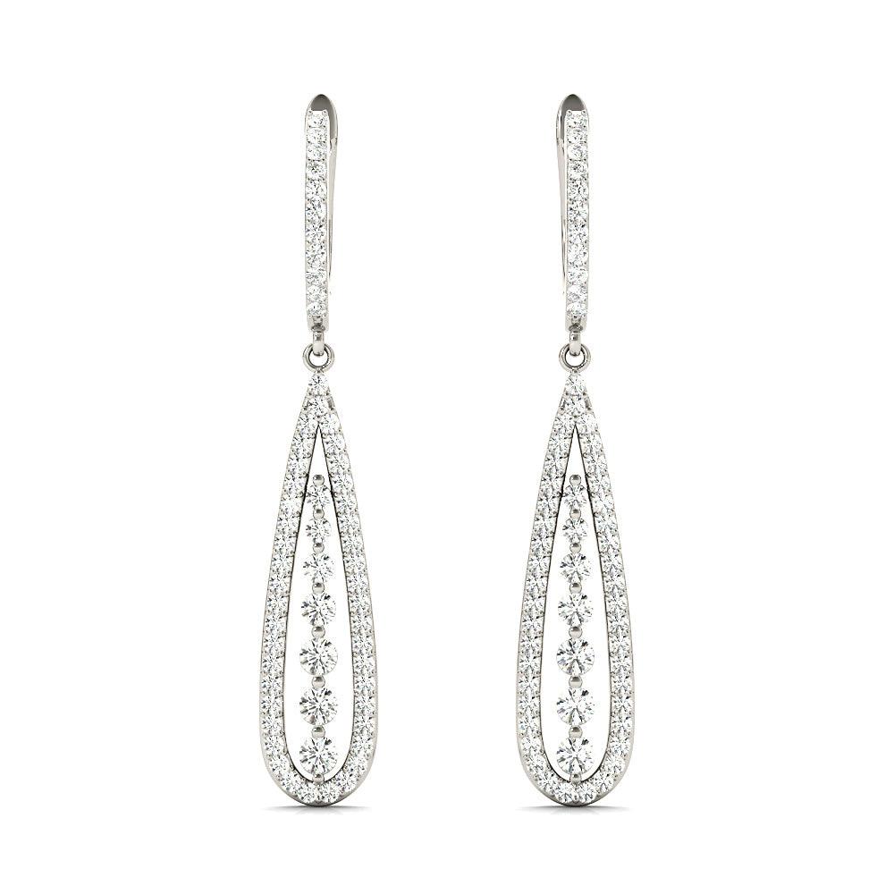 0.75 ctw Diamond Modern Tear Drop Shape Earrings-VIRABYANI
