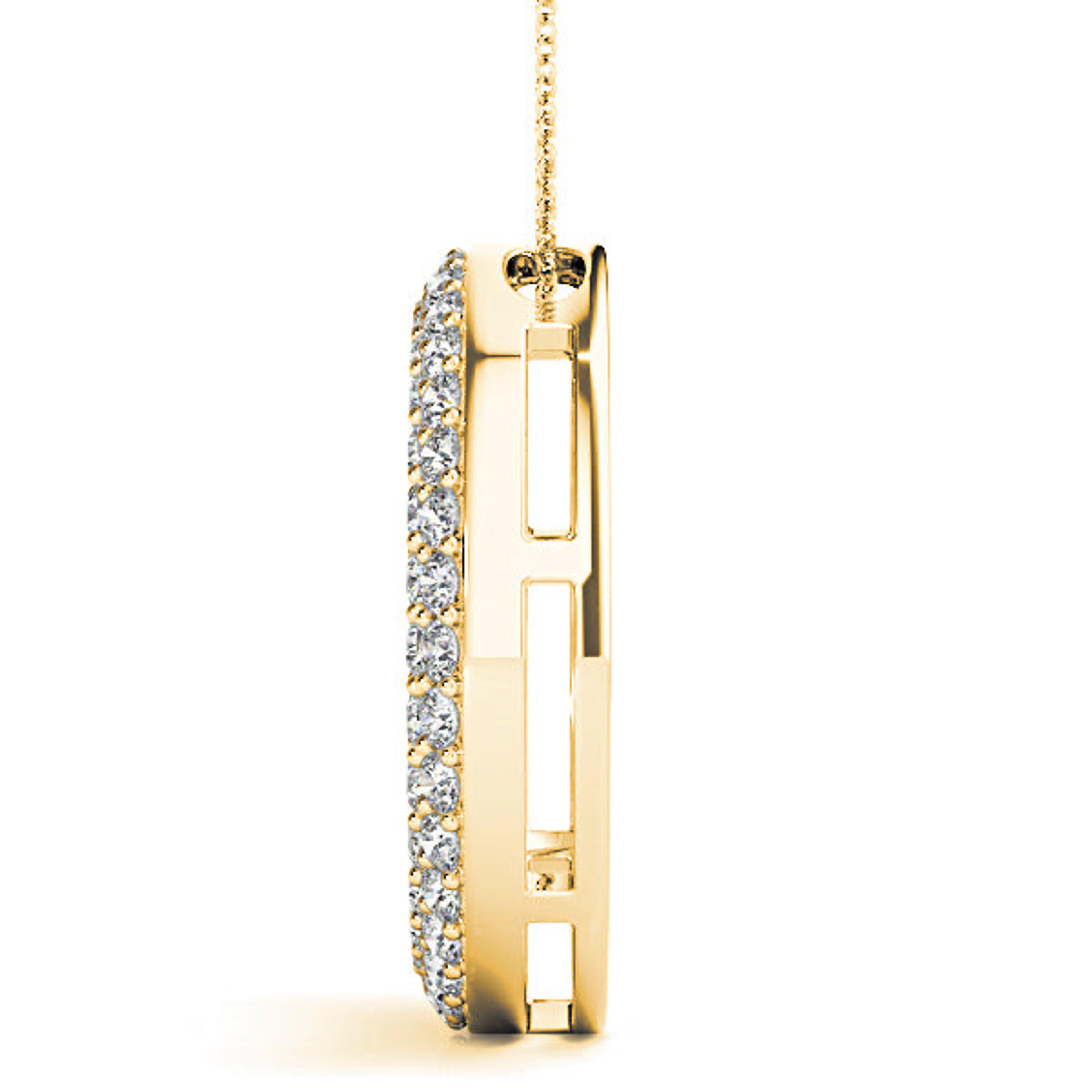 1.00 ctw Diamond Double Row Pave Circle Necklace Pendant-VIRABYANI