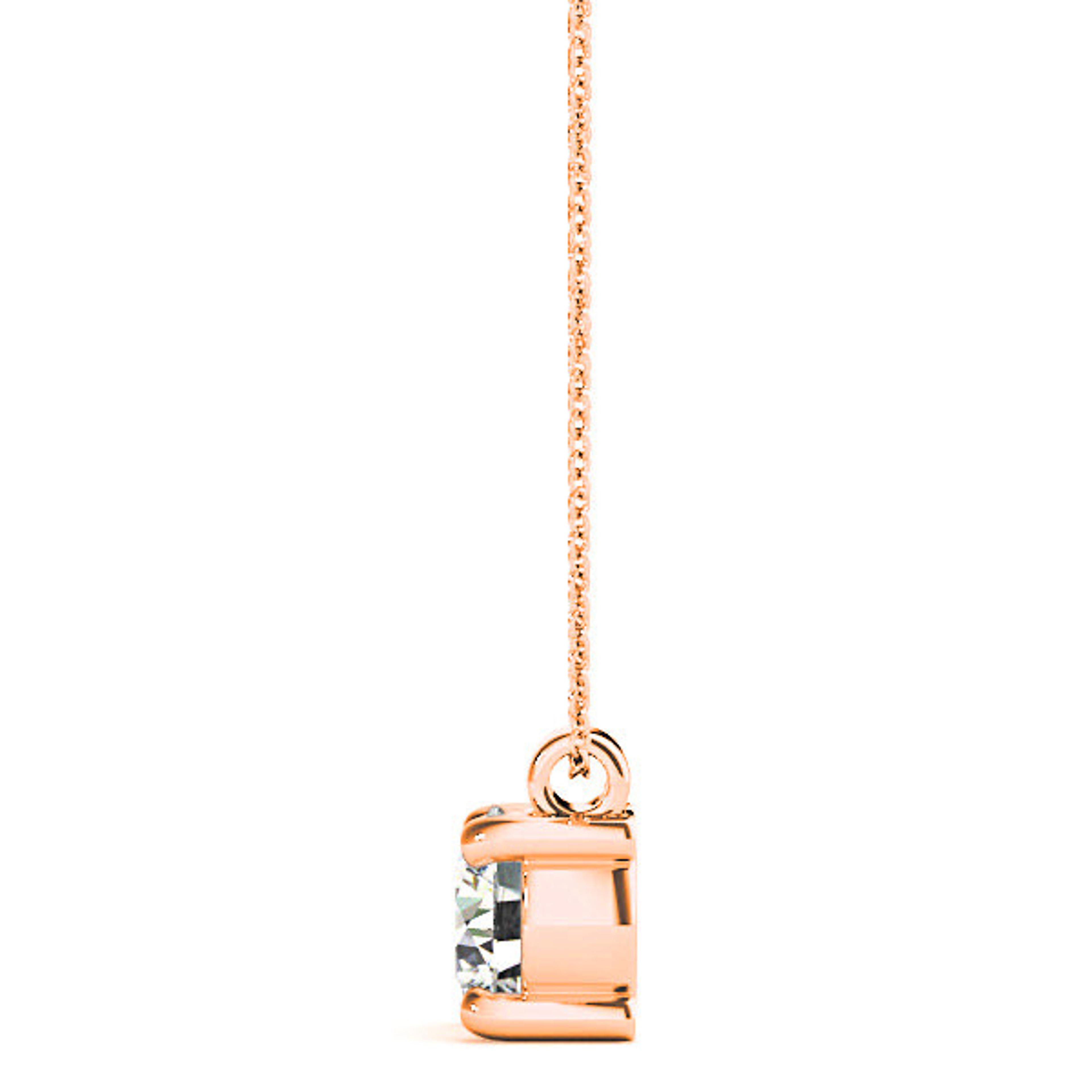 Four Prong Round Diamond Solitaire Necklace Pendant-VIRABYANI