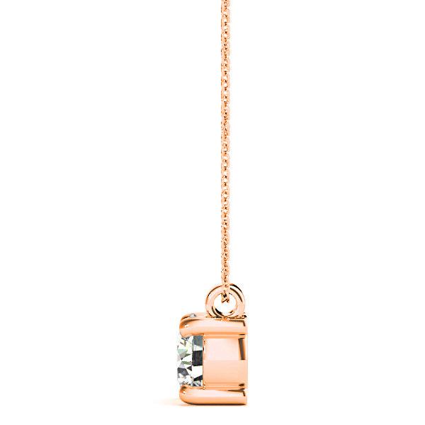 Four Prong Round Diamond Solitaire Necklace Pendant-VIRABYANI