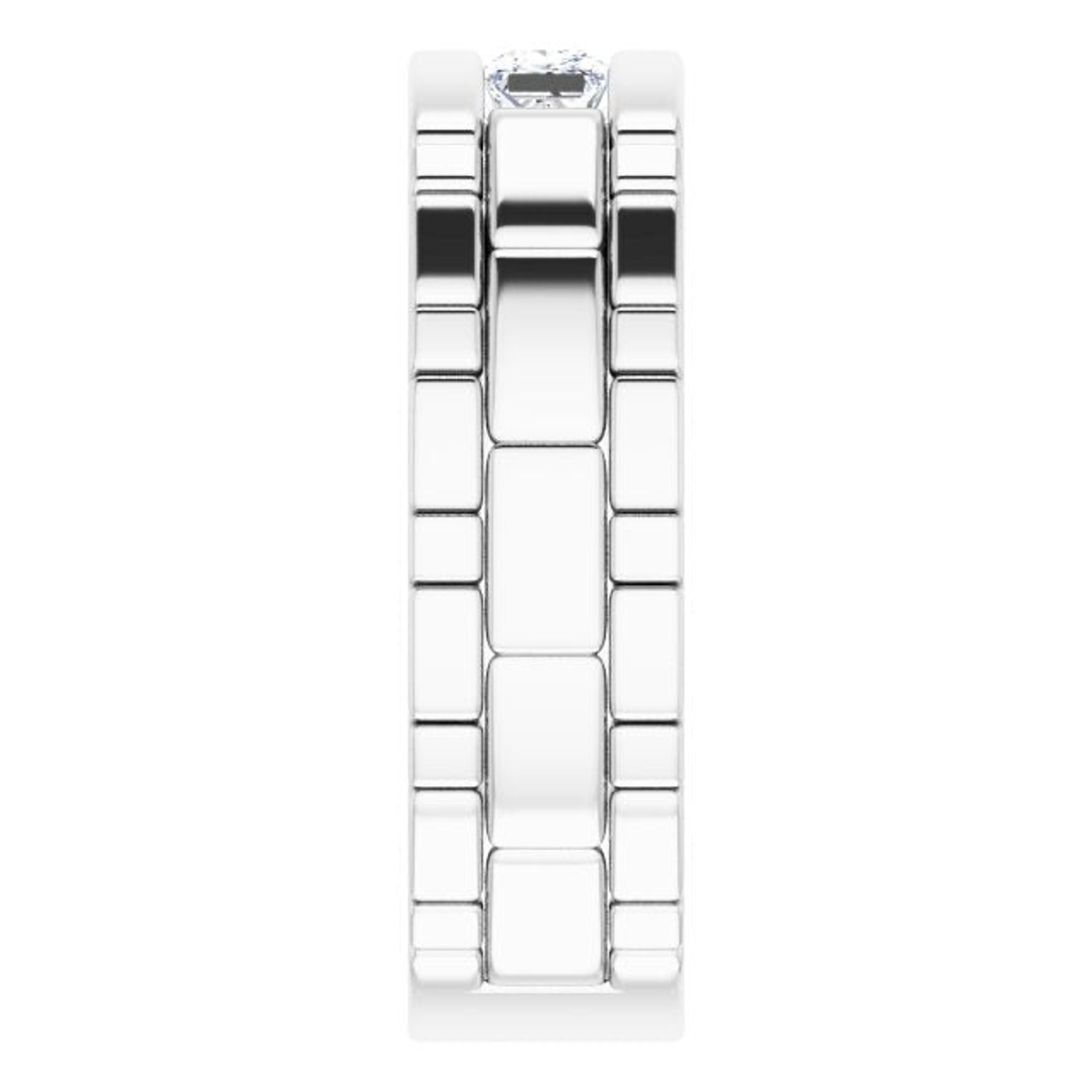 Three Stone 1.0 ctw Channel Set Princess Diamond Men's Ring Watch Link Style
