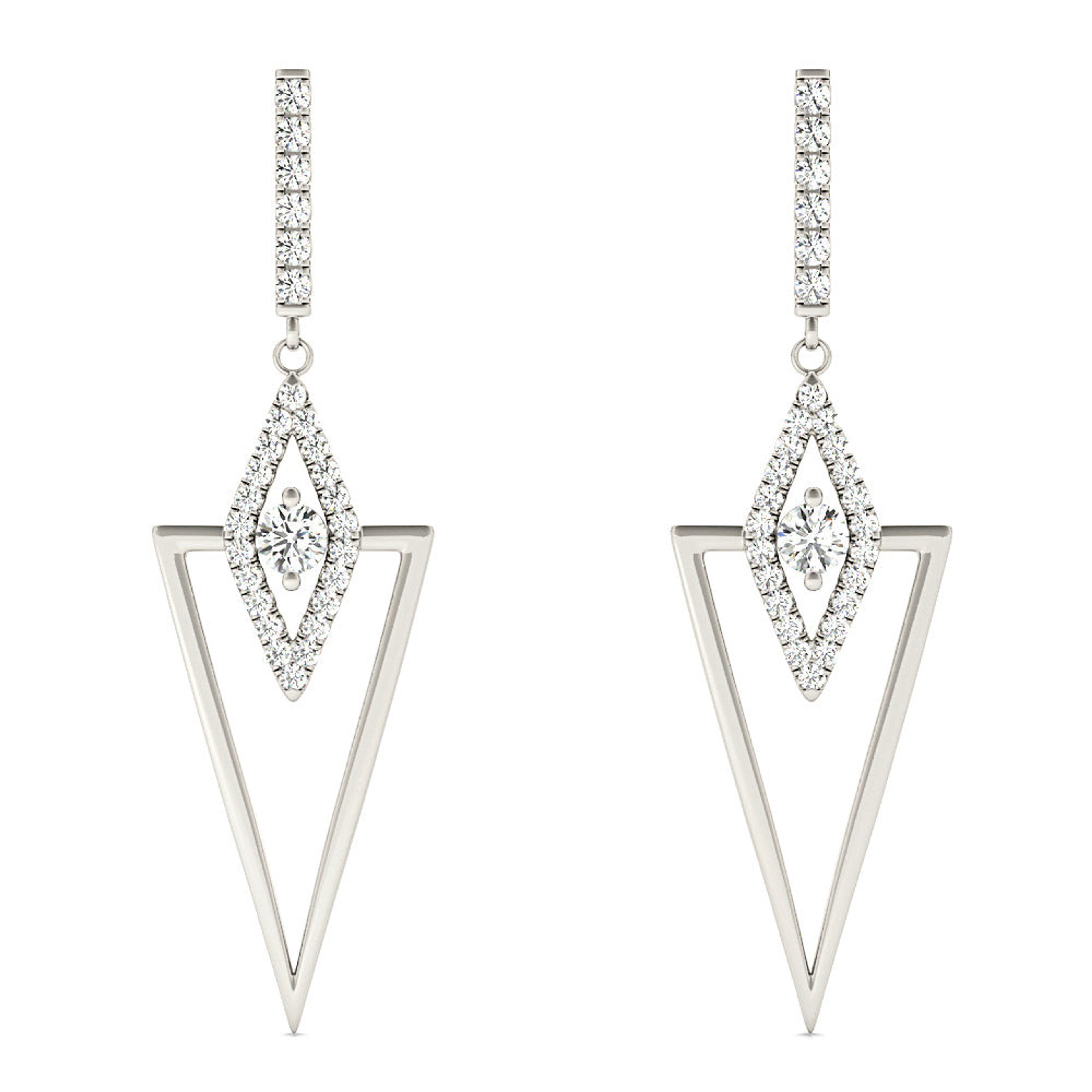 0.50 ctw Diamond Drop Earrings Modern Cocktail Style-VIRABYANI