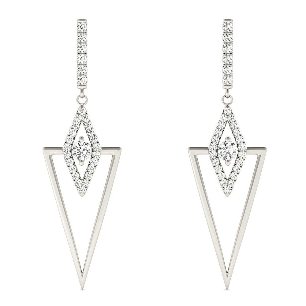 0.50 ctw Diamond Drop Earrings Modern Cocktail Style-VIRABYANI