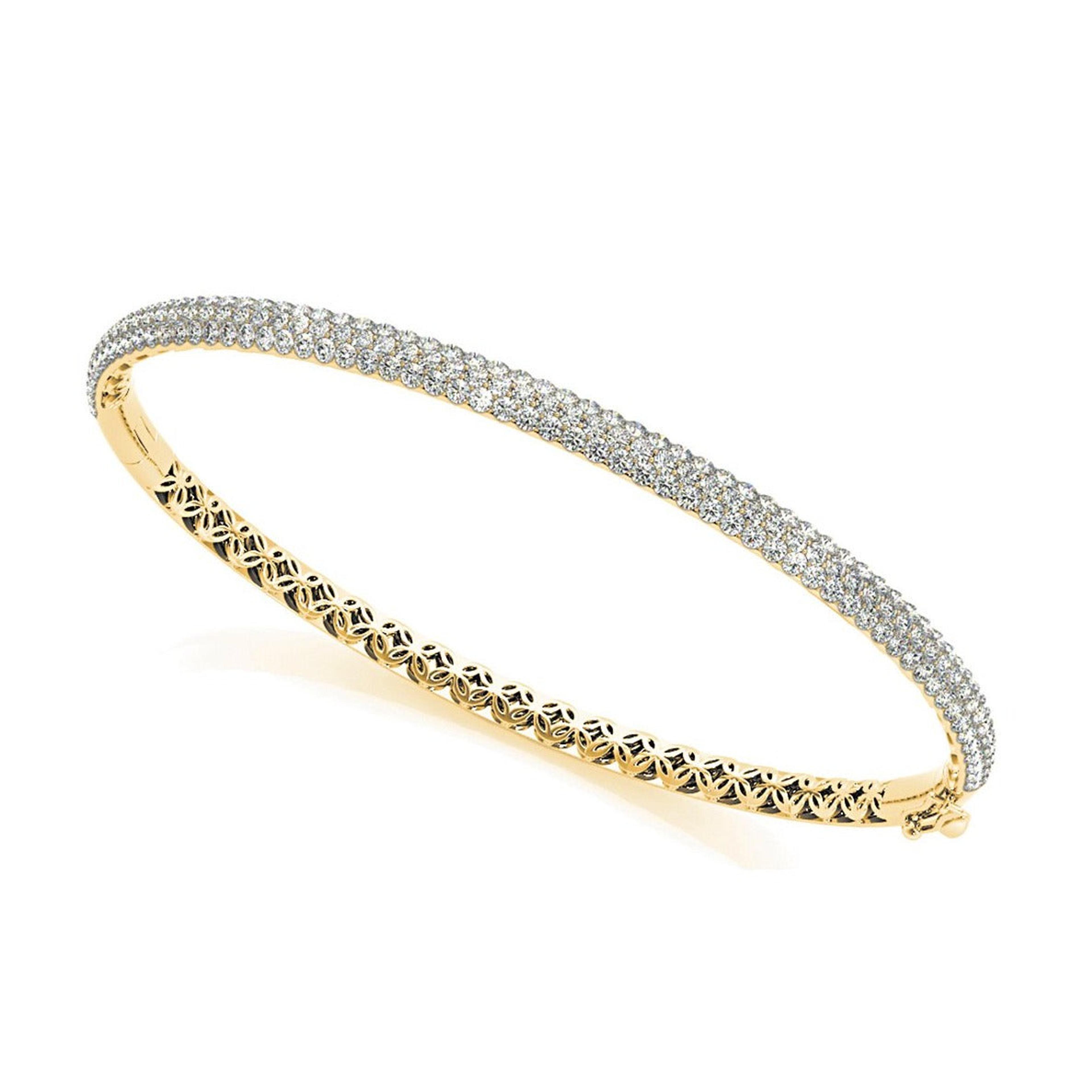 Three Row 2.63 ctw Round Diamond Bracelet Pave Set-VIRABYANI