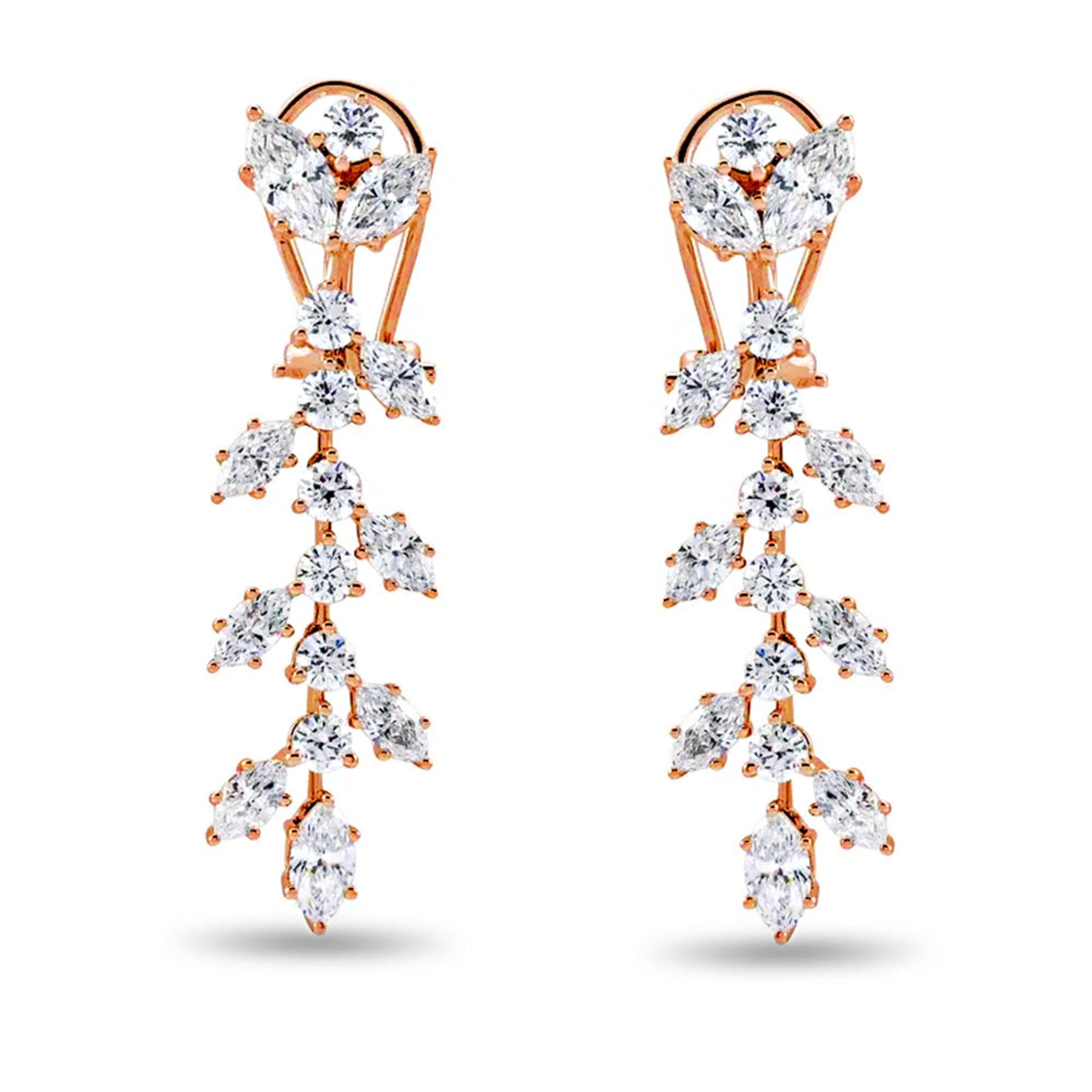 4.25 ct. Marquise Diamond Drop Earrings Flower Design