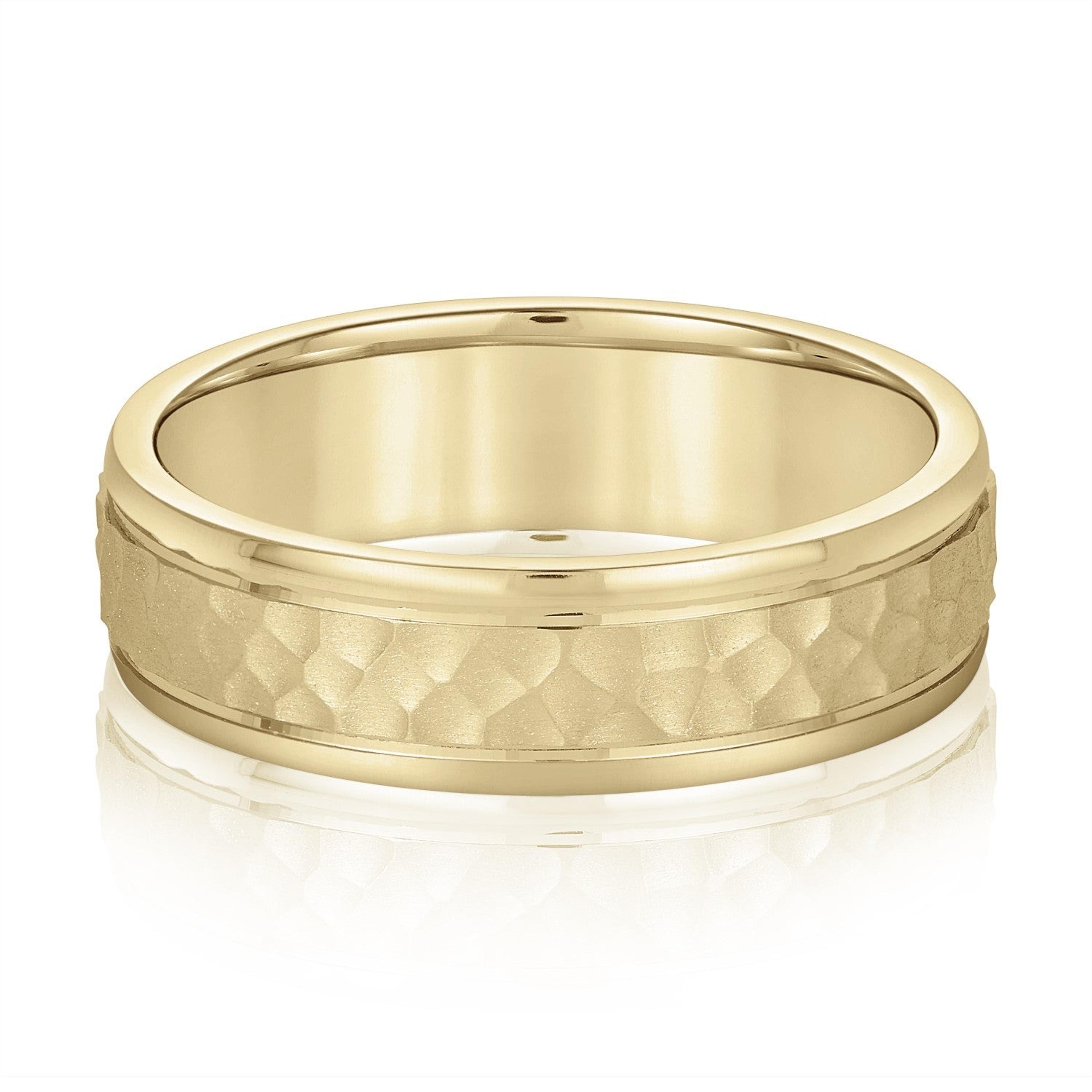 Men's Hammered Outside Groove Wedding Band