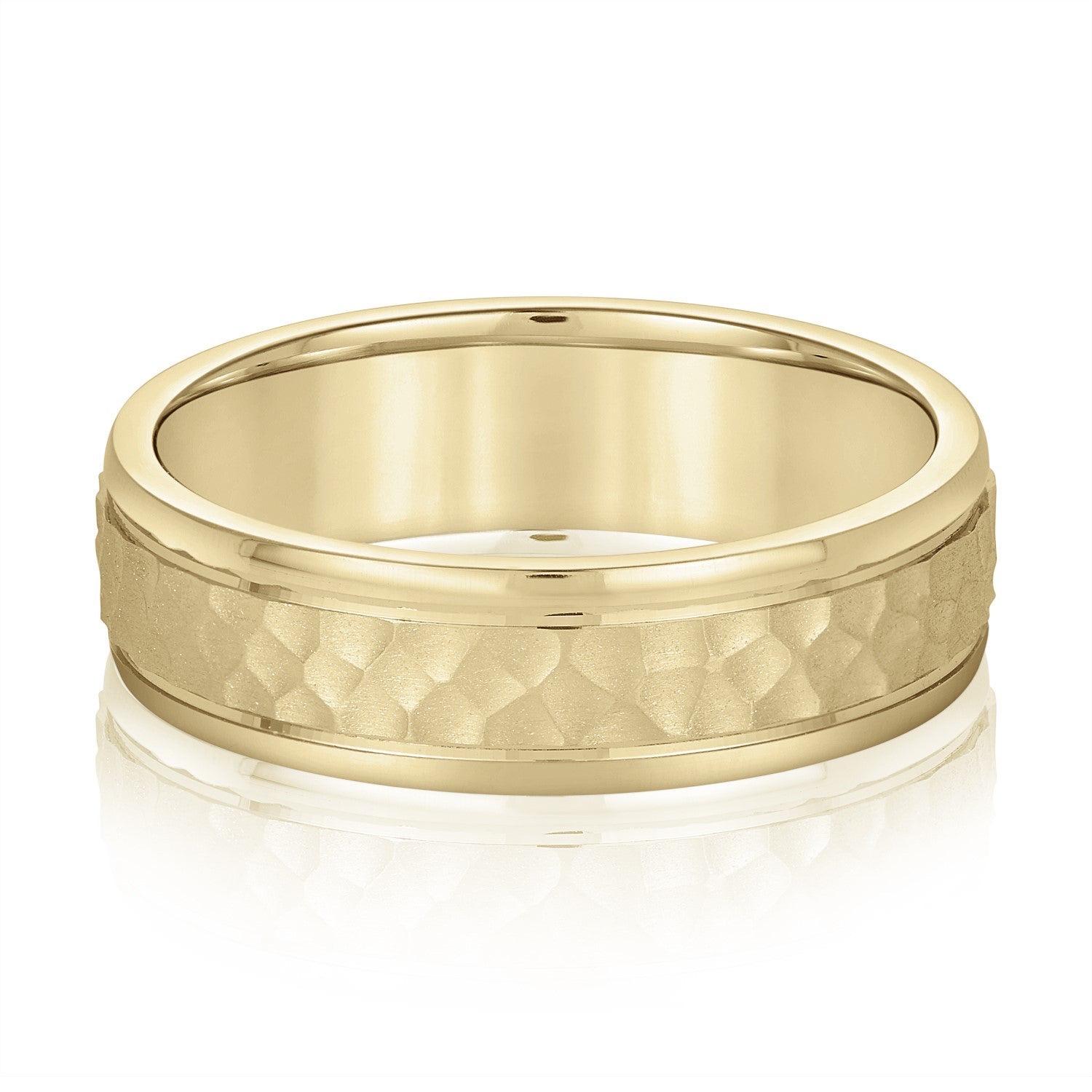 Men's Hammered Outside Groove Wedding Band