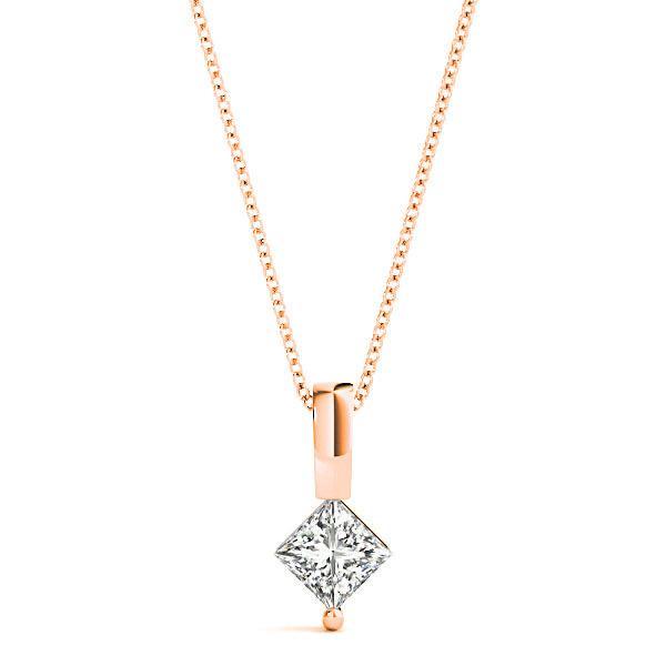 Princess Cut Diamond Solitaire Necklace Pendant-VIRABYANI