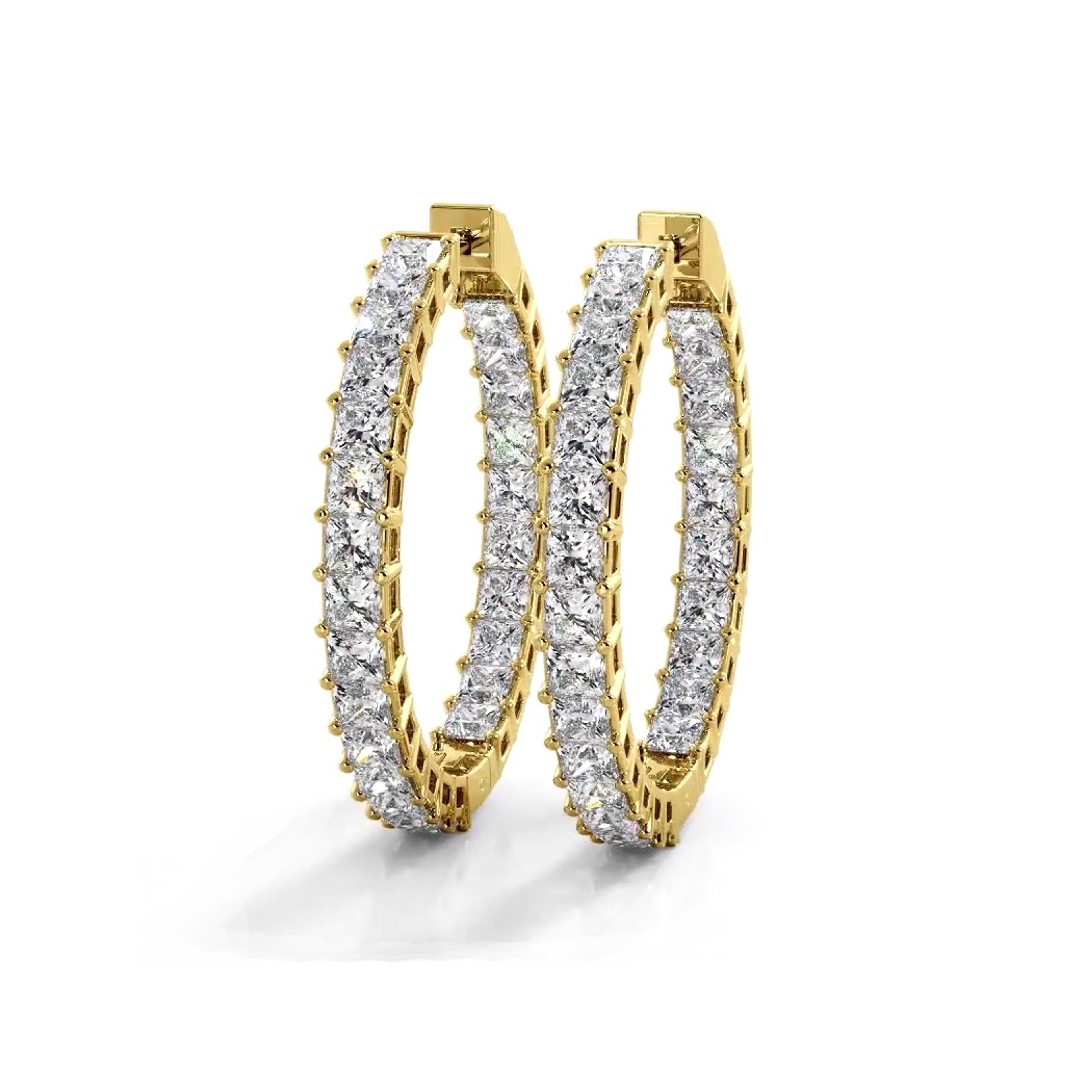 Classic 8.0 ctw. Princess Cut Diamond Hoop Earrings