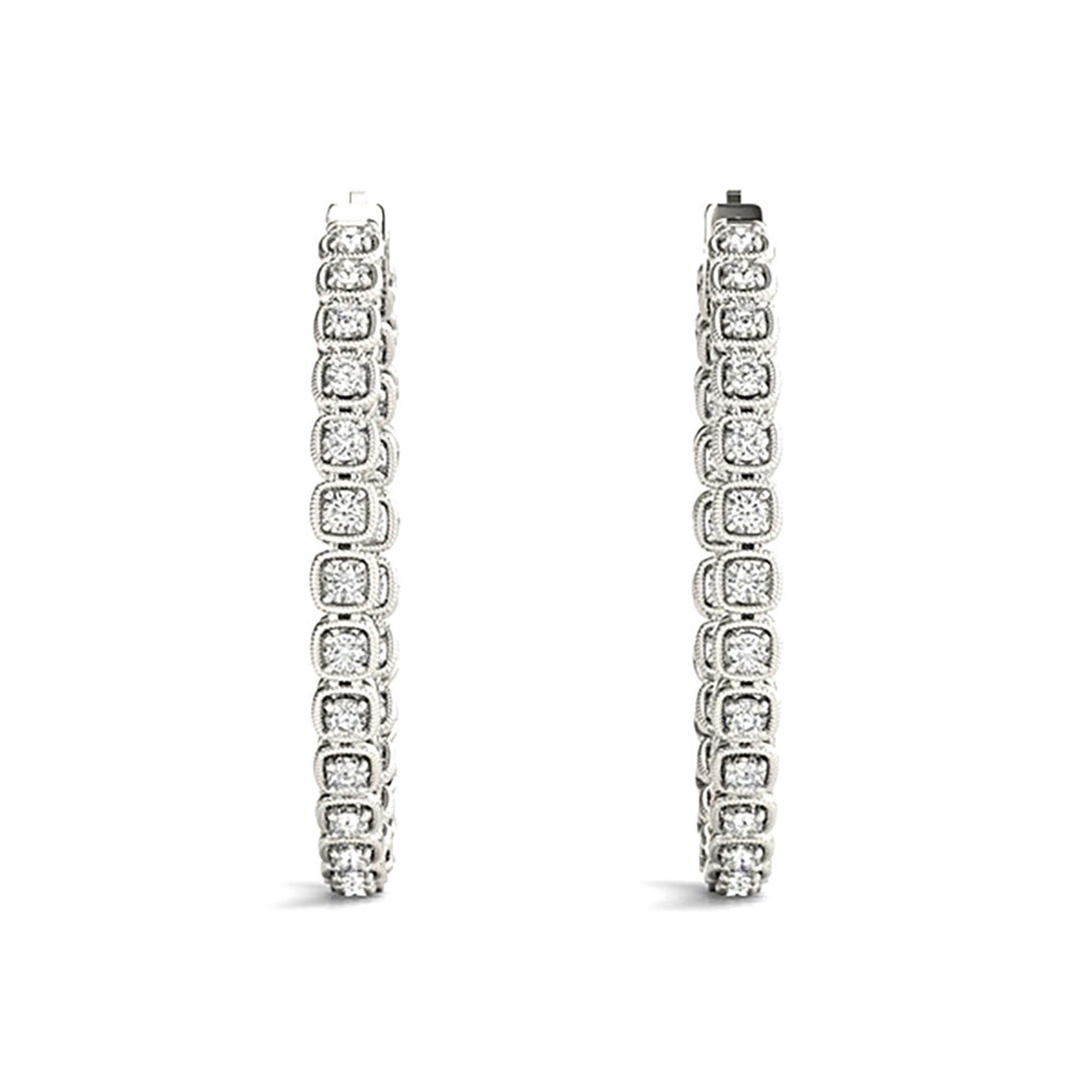 Inside-Out 1.50 ctw Diamond Cluster Hoop Earrings