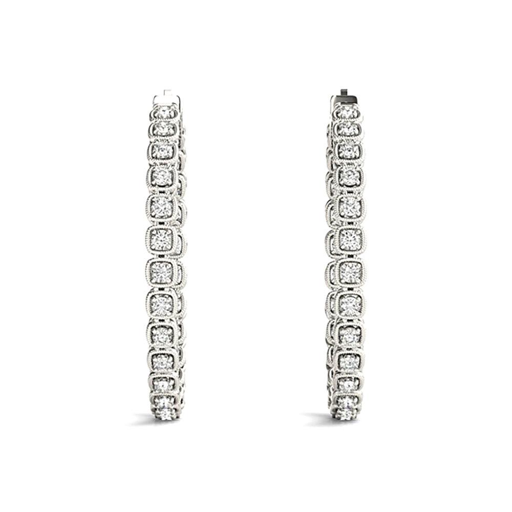 Inside-Out 1.50 ctw Diamond Cluster Hoop Earrings