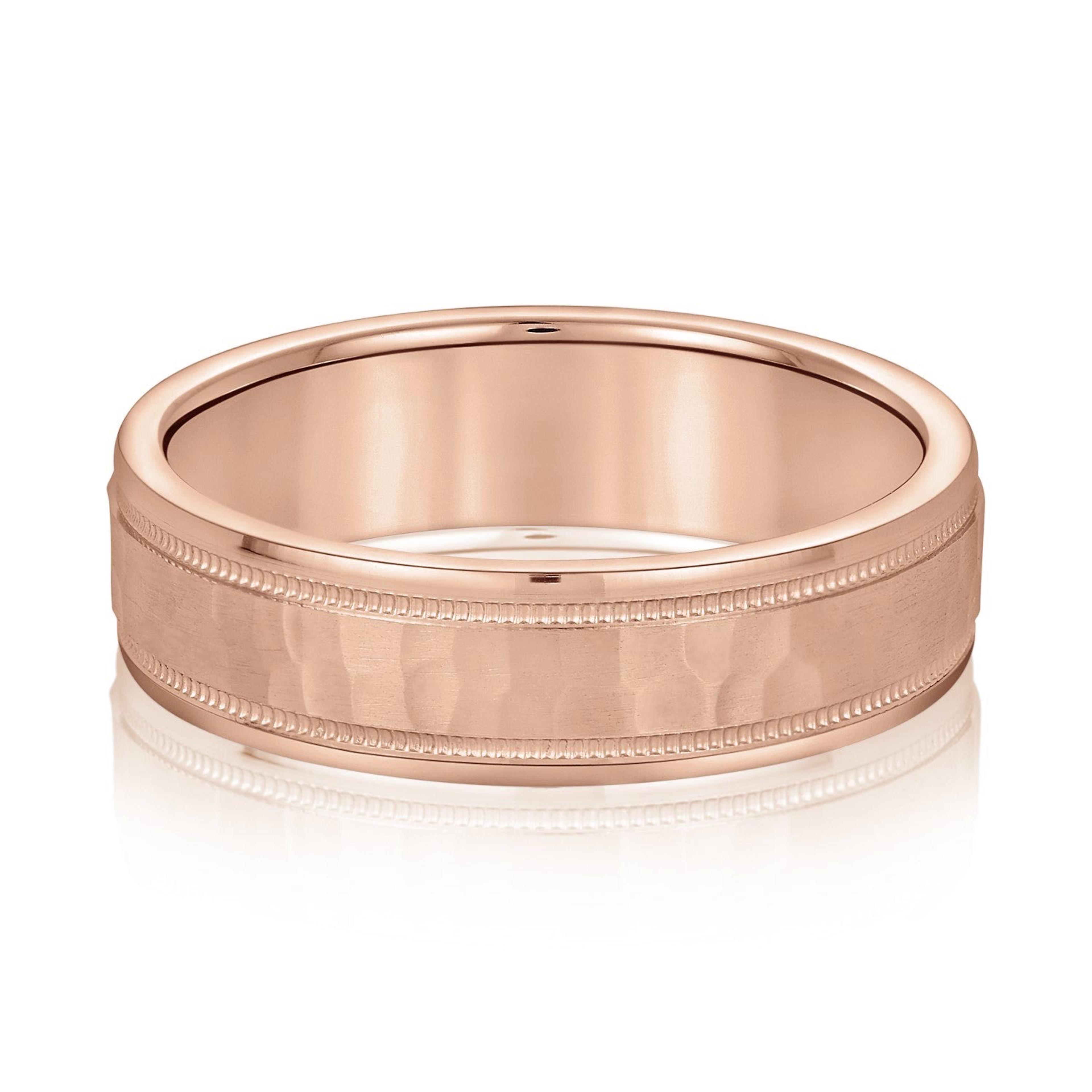 Men's Milgrain Hammered Finish Band