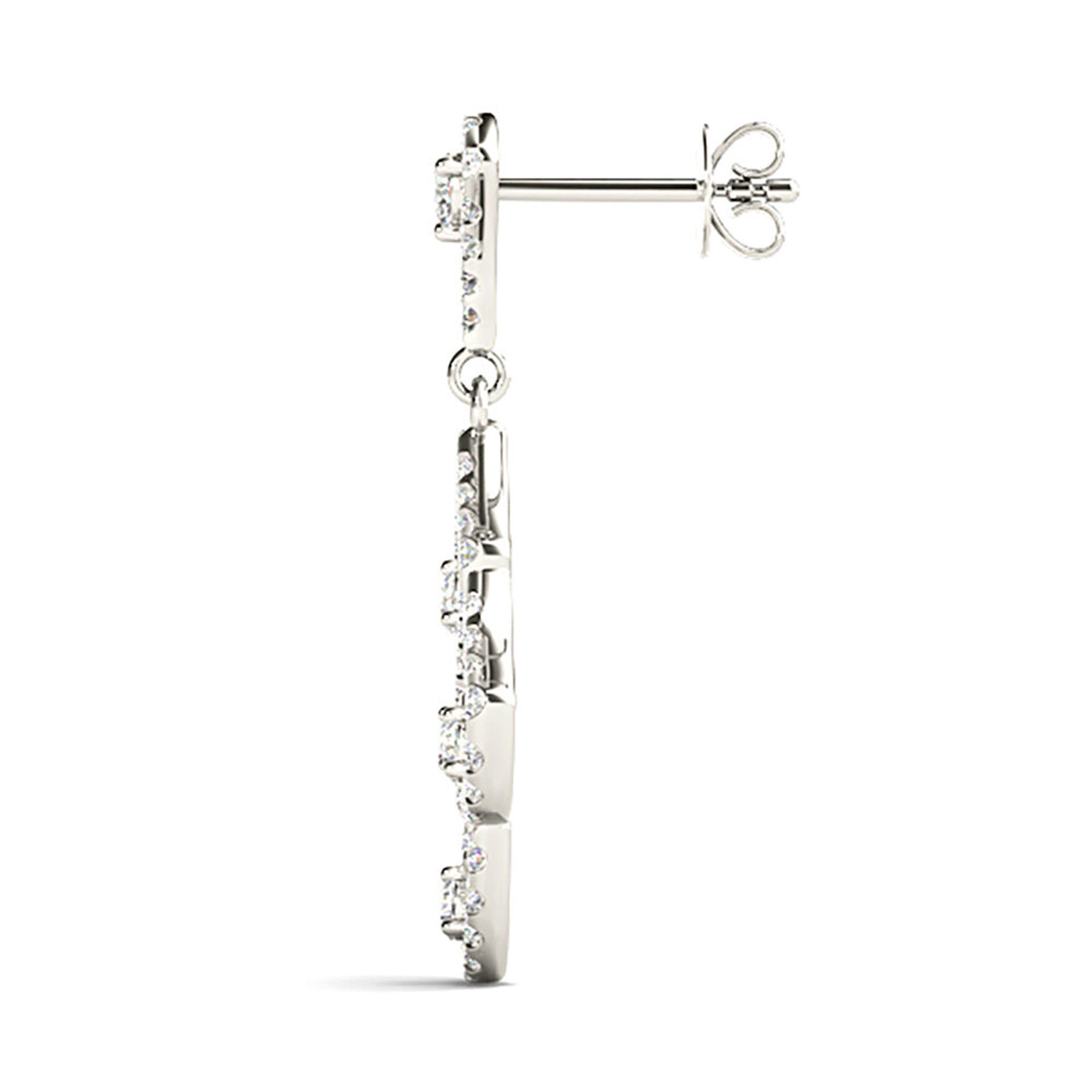 1.00 ctw Diamond Drop Earrings Modern Cocktail Style-VIRABYANI