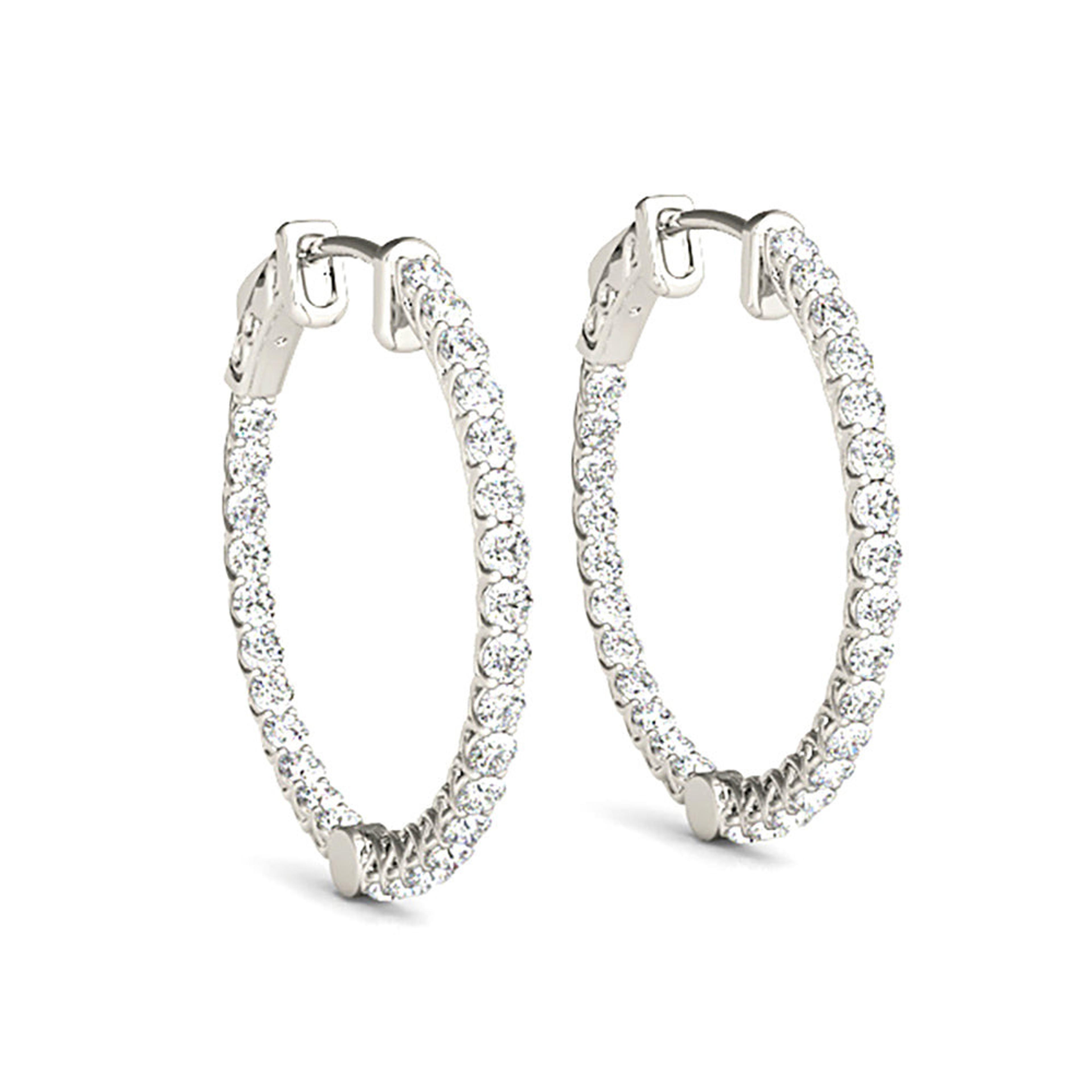 2.00 ctw Diamond Hoop Earrings Inside-Out Style