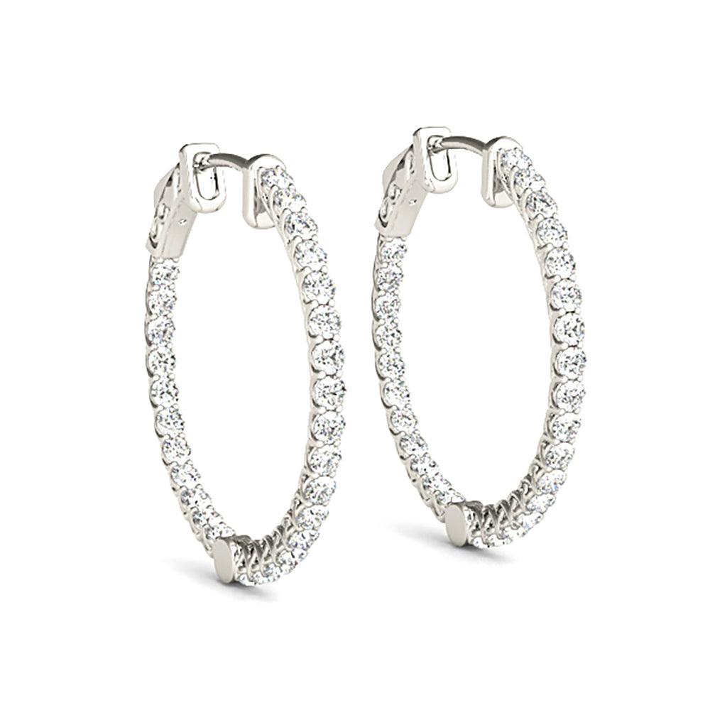 2.00 ctw Diamond Hoop Earrings Inside-Out Style