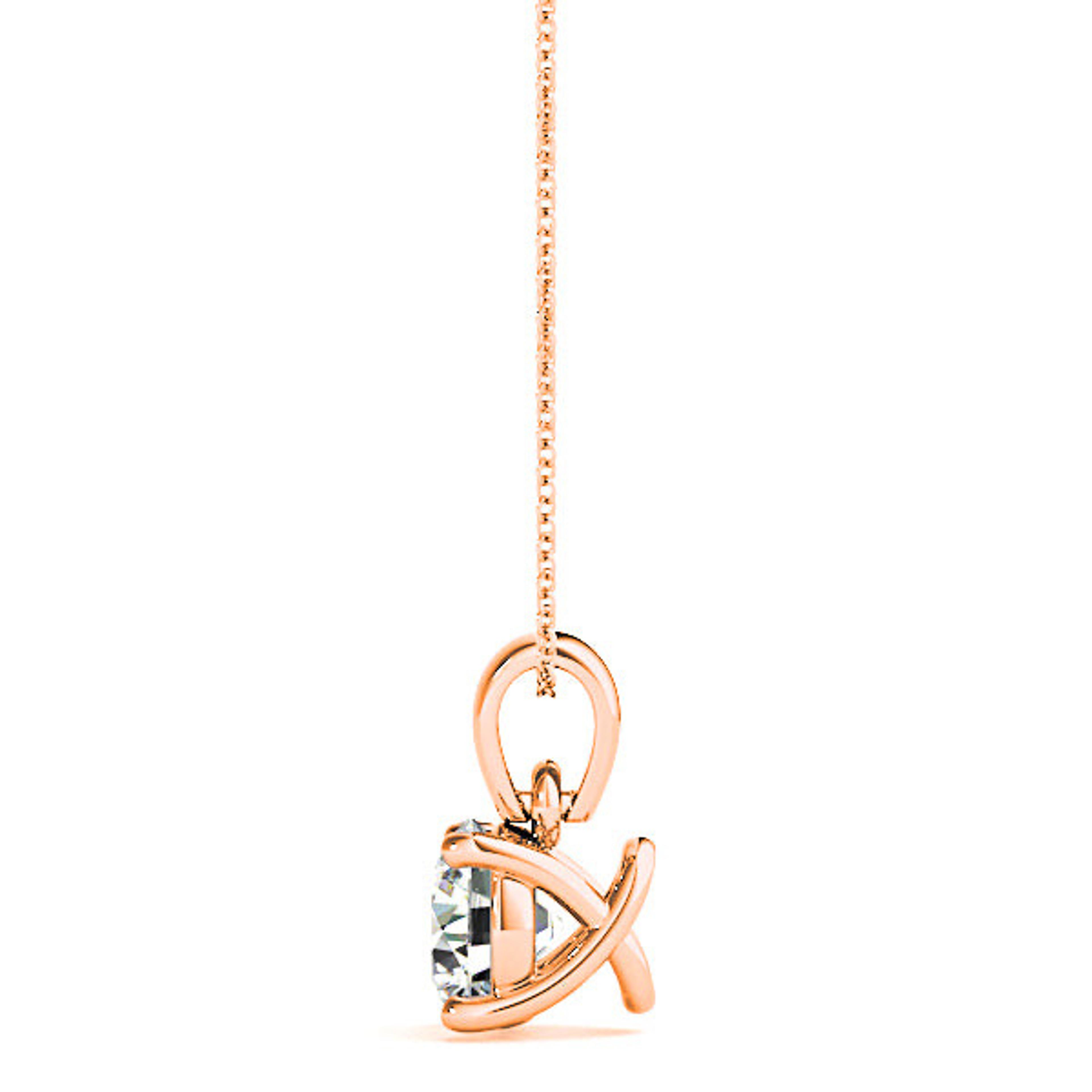 Trellis Setting Round Diamond Solitaire Necklace Pendant-VIRABYANI