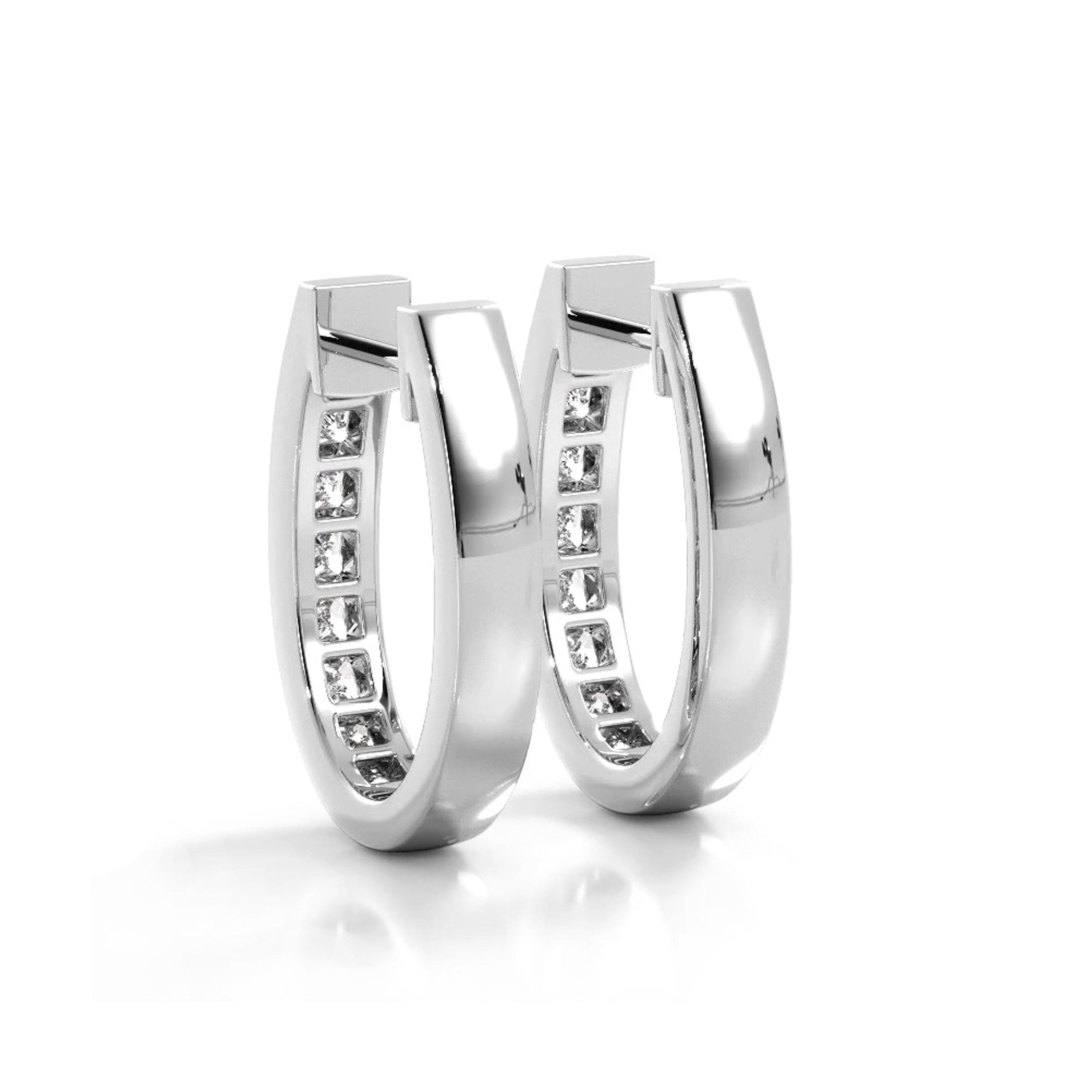 Channel Set 1.0 ctw. Princess Cut Diamond Hoop Earrings