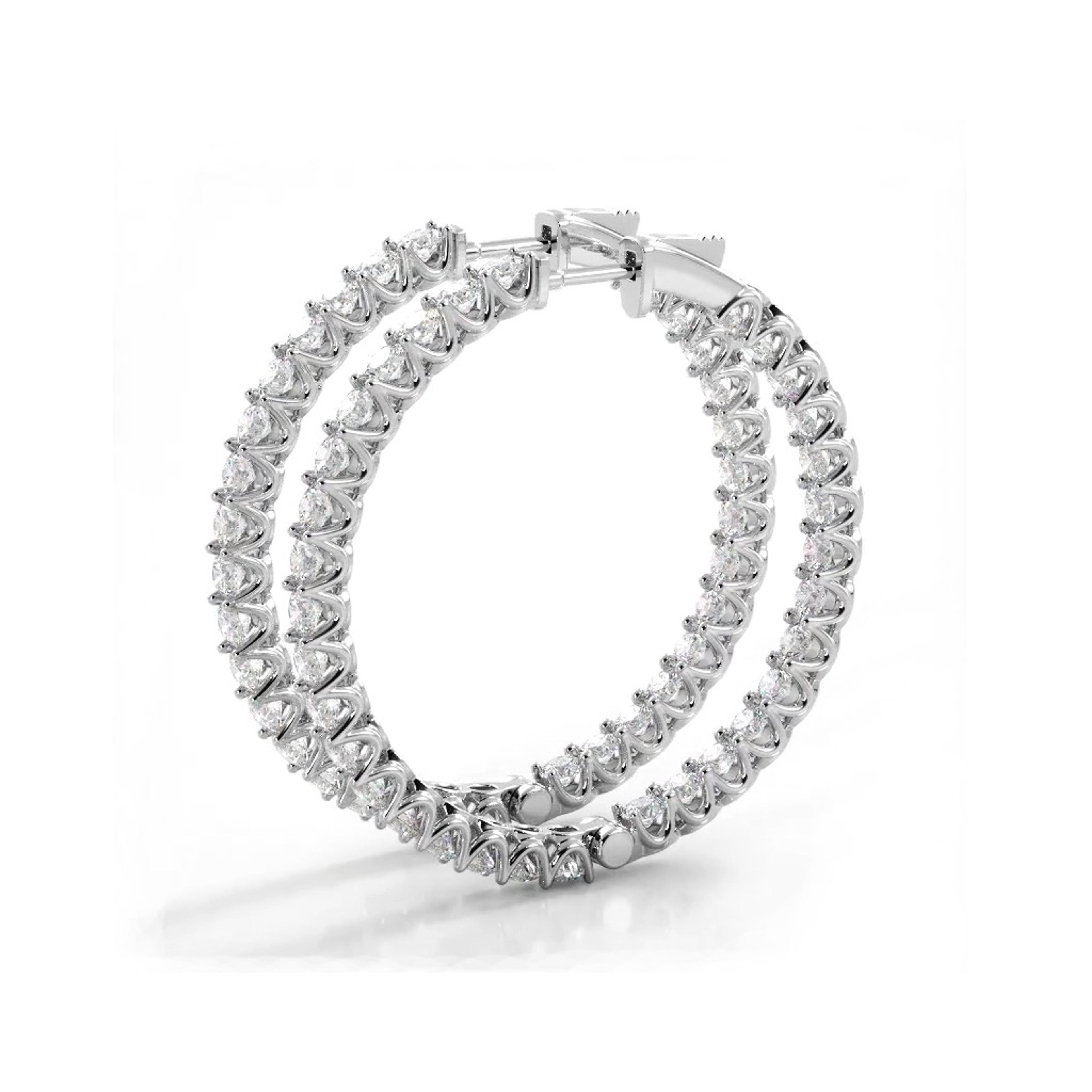 4.70 ctw. Inside Out U Setting Diamond Hoop Earrings