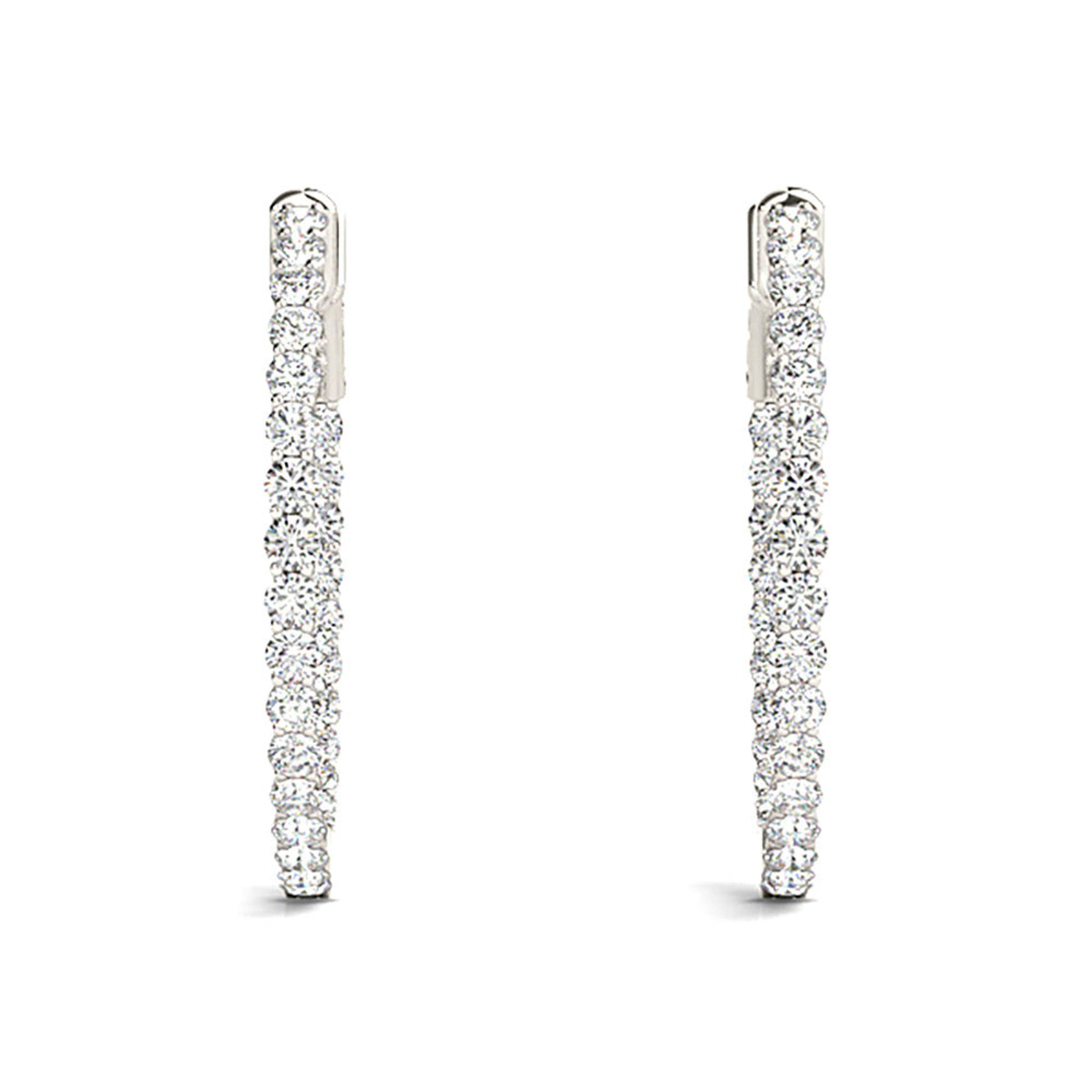 2.00 ctw Diamond Hoop Earrings Inside-Out Style