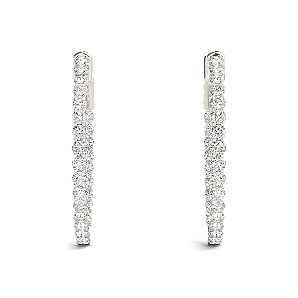 2.00 ctw Diamond Hoop Earrings Inside-Out Style