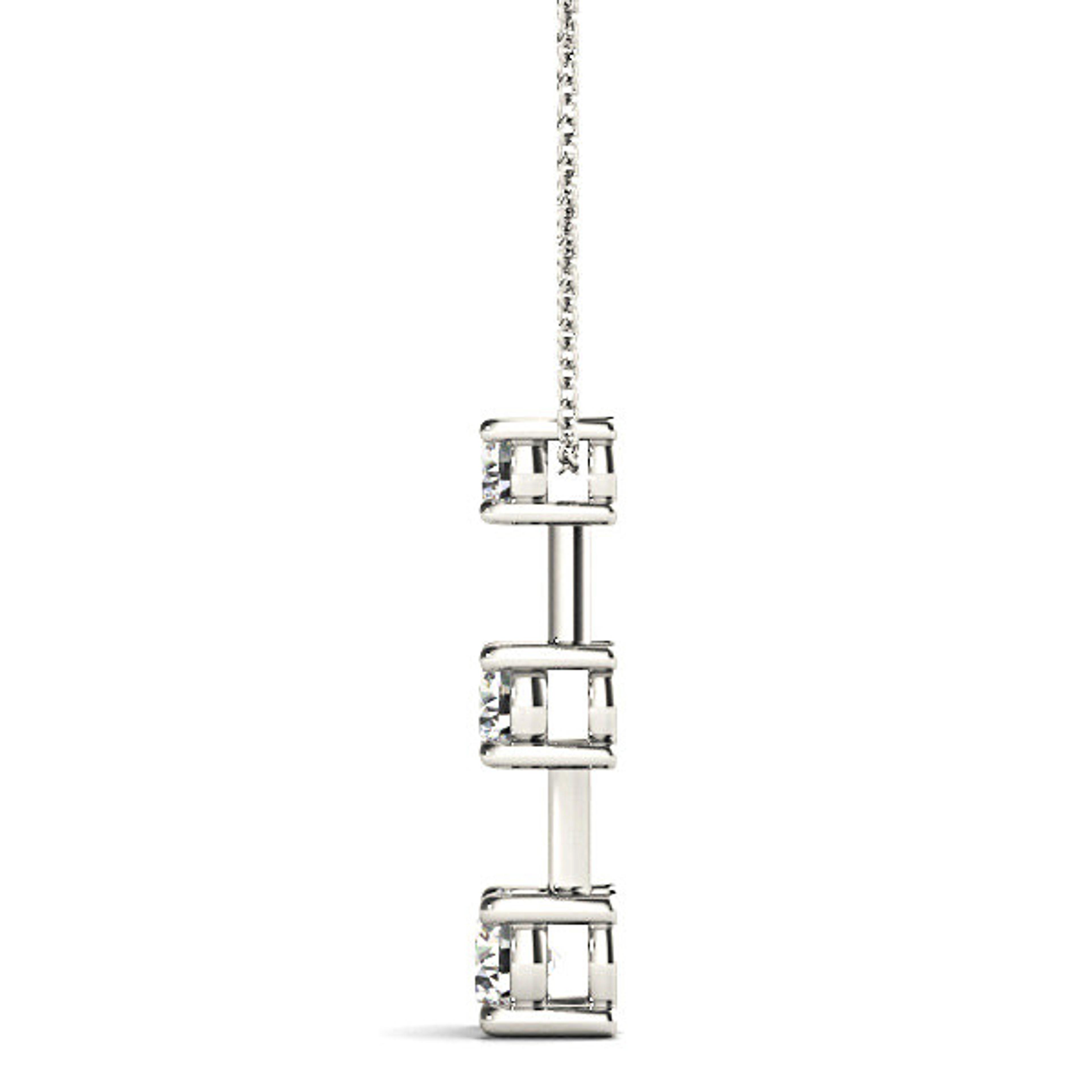 Graduated 1.00 ctw Diamond Three Stone Necklace Pendant-VIRABYANI