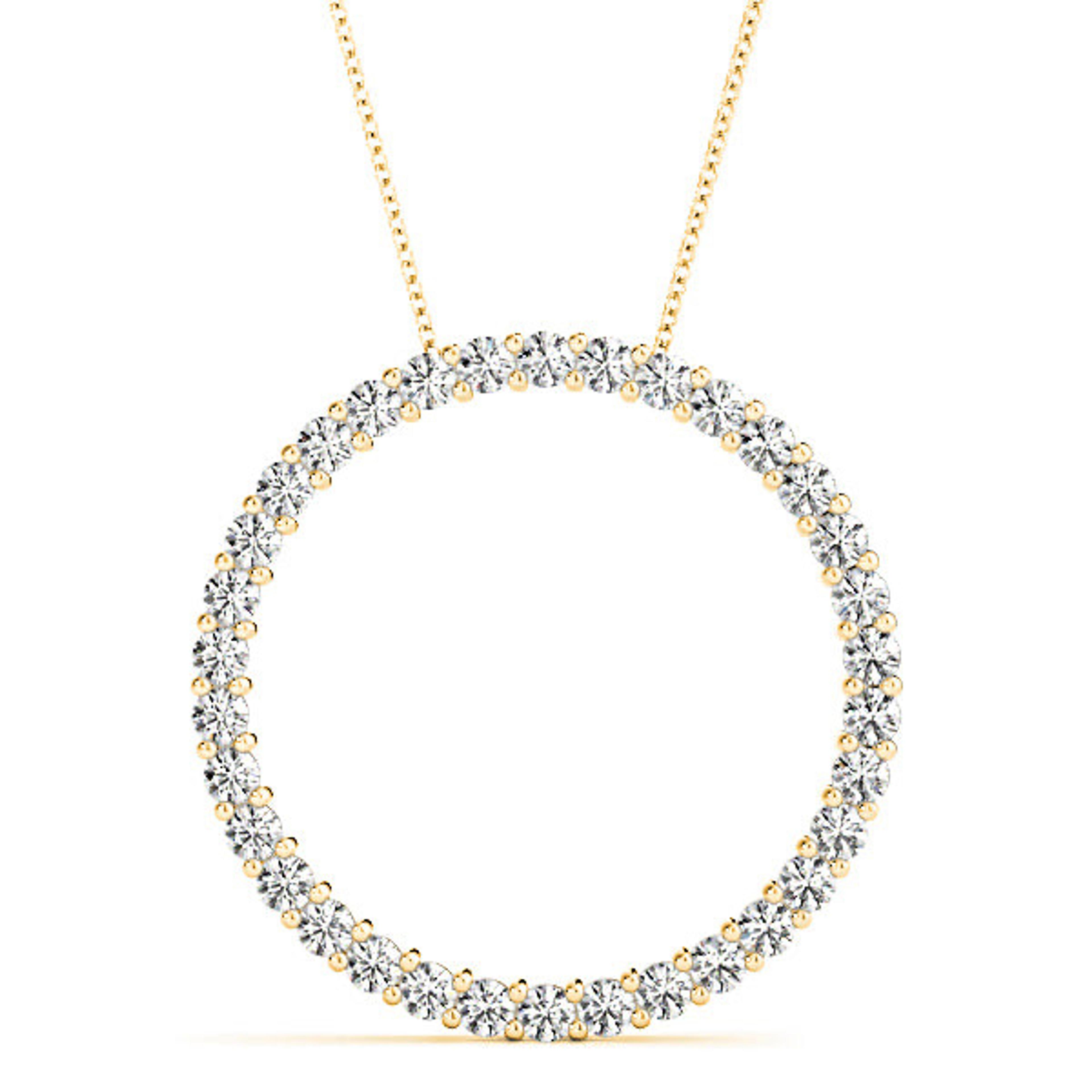 1.02 ctw Diamond Circle Necklace Pendant Shared Prong Set-VIRABYANI