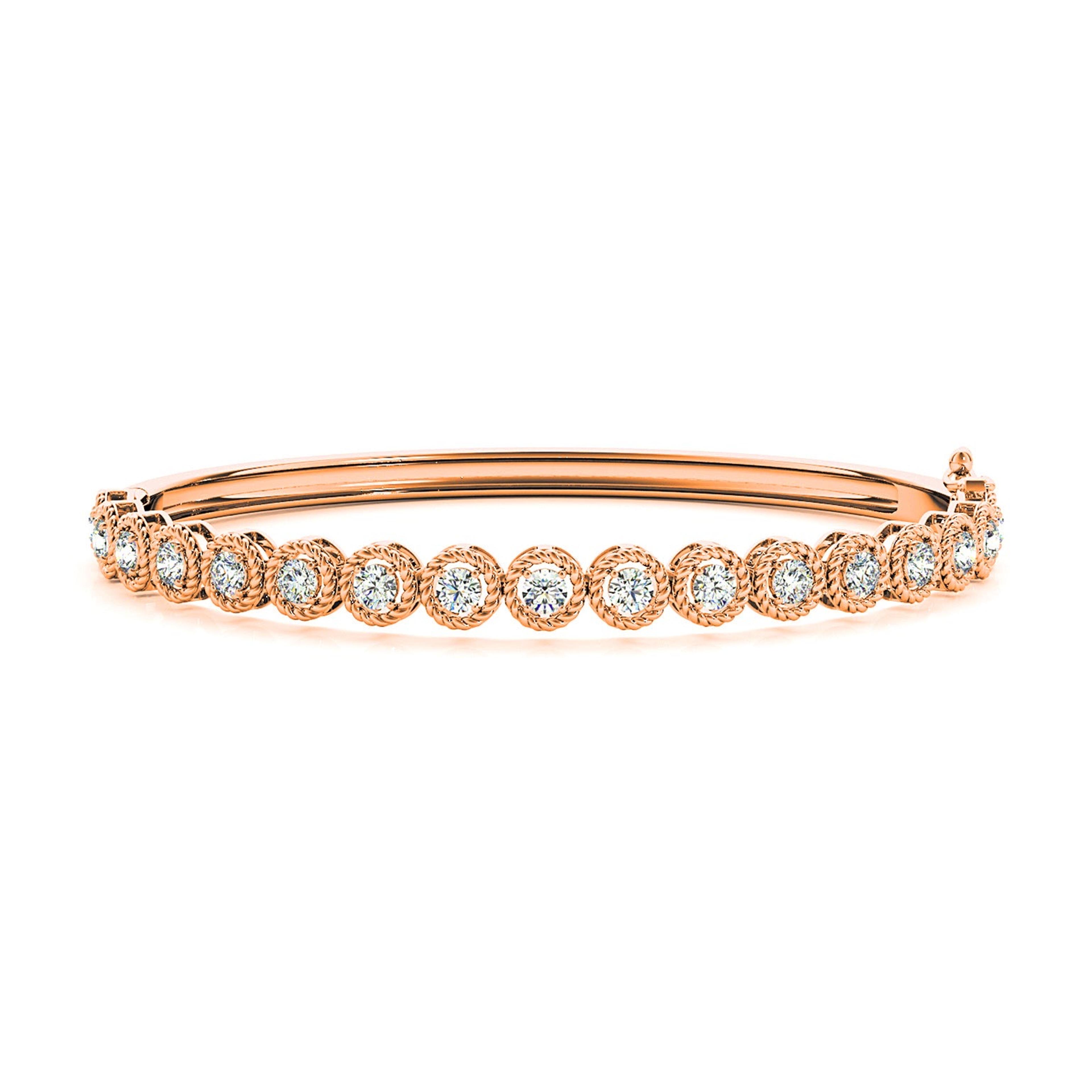 Filigree Halo 1.75 ctw Diamond Bangle Bracelet-VIRABYANI