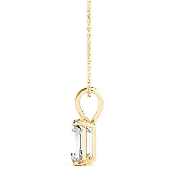 Emerald Cut Diamond Solitaire Necklace Pendant-VIRABYANI