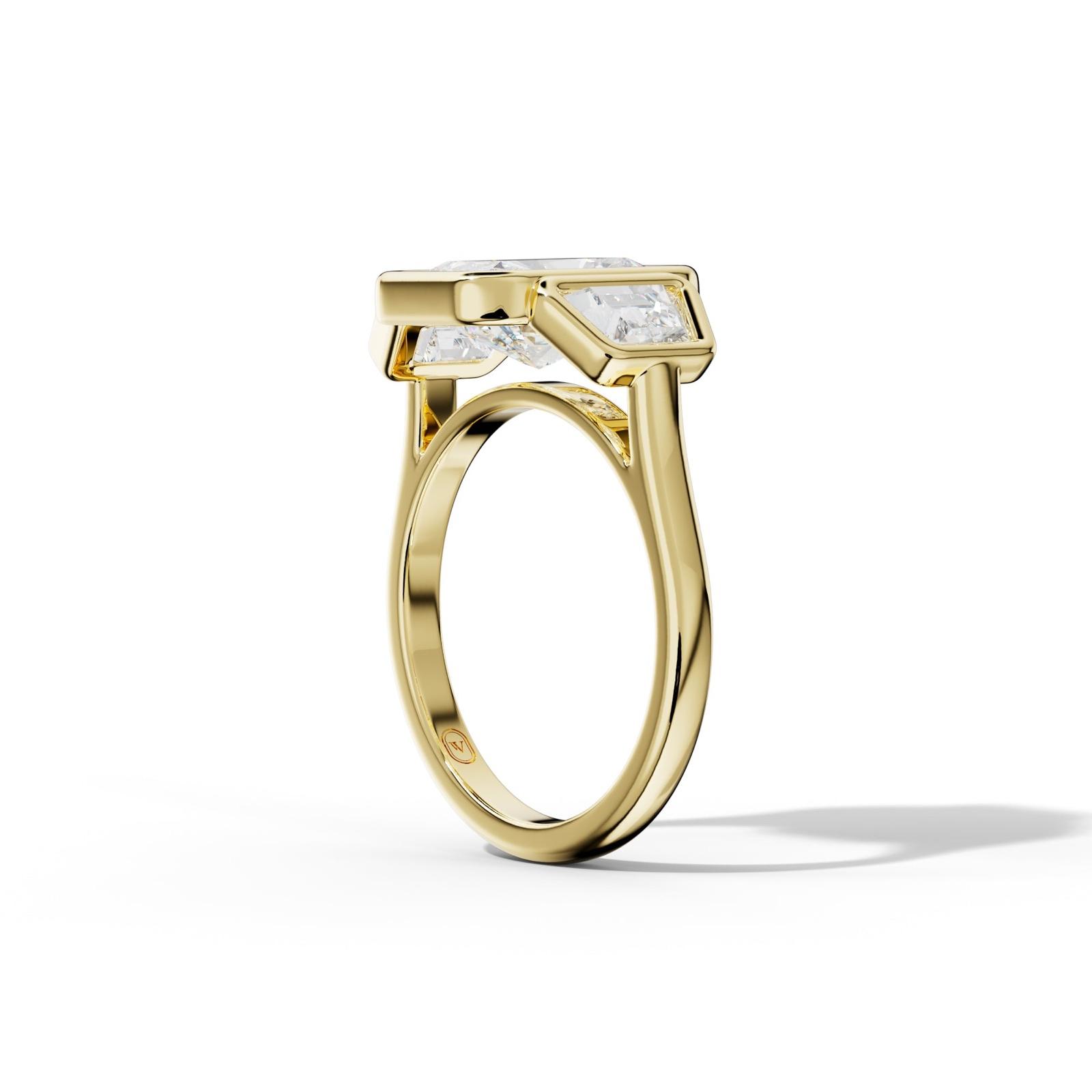 Cleo Radiant Center Trapezoid Side Diamond Engagement Ring