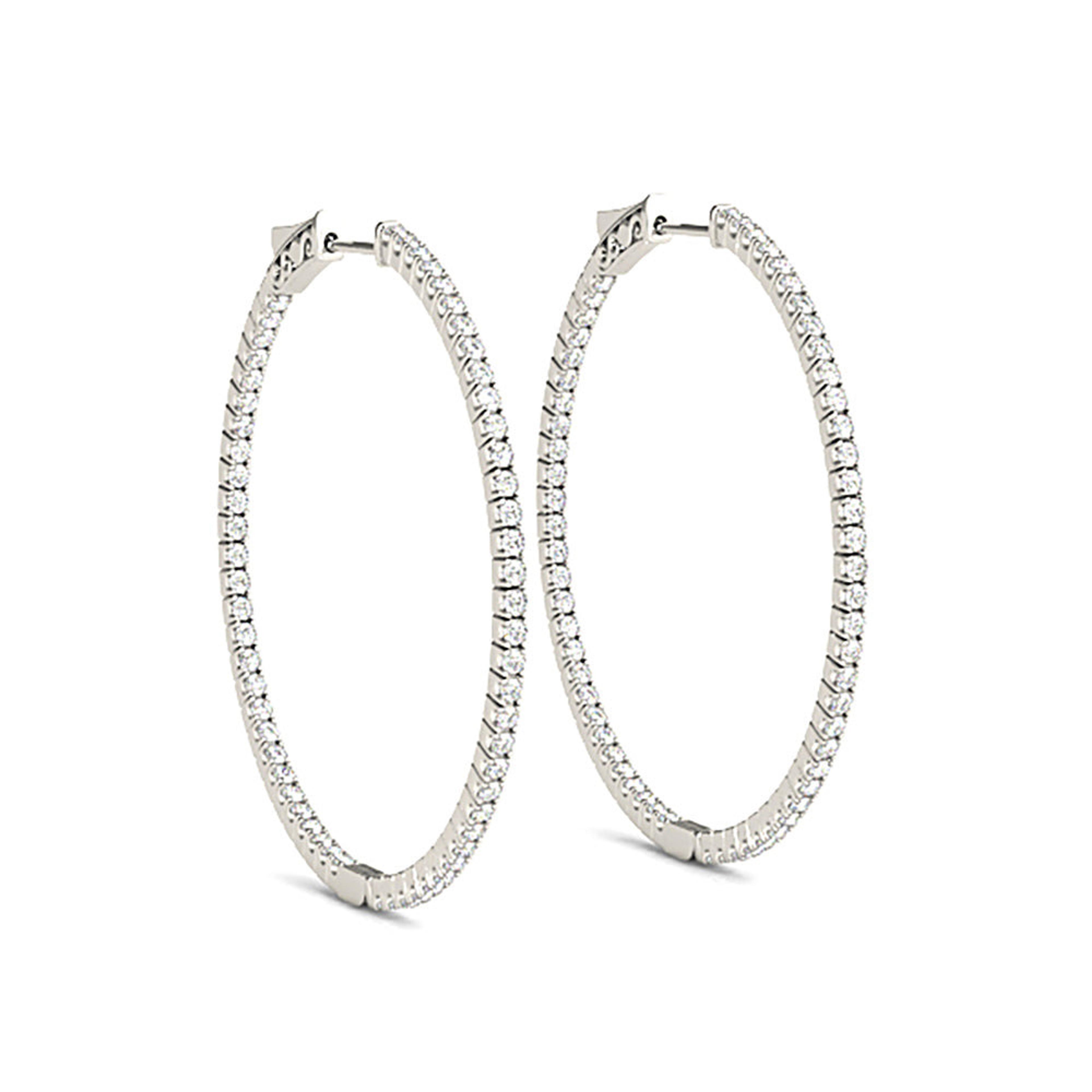 Inside-Out 1.25 ctw Diamond Hoop Earrings "U" Prong Set