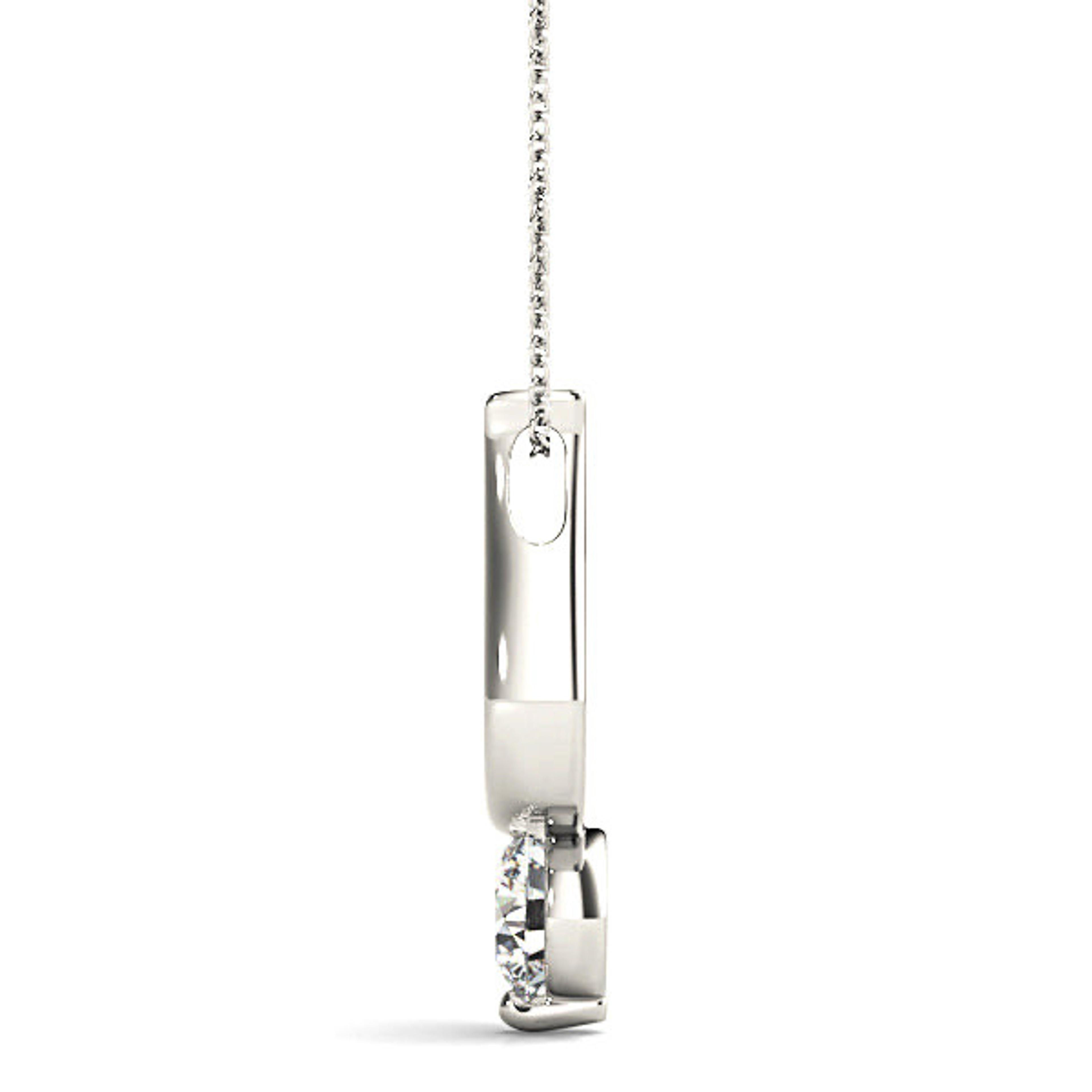 Single Prong Round Diamond Solitaire Necklace Pendant-VIRABYANI