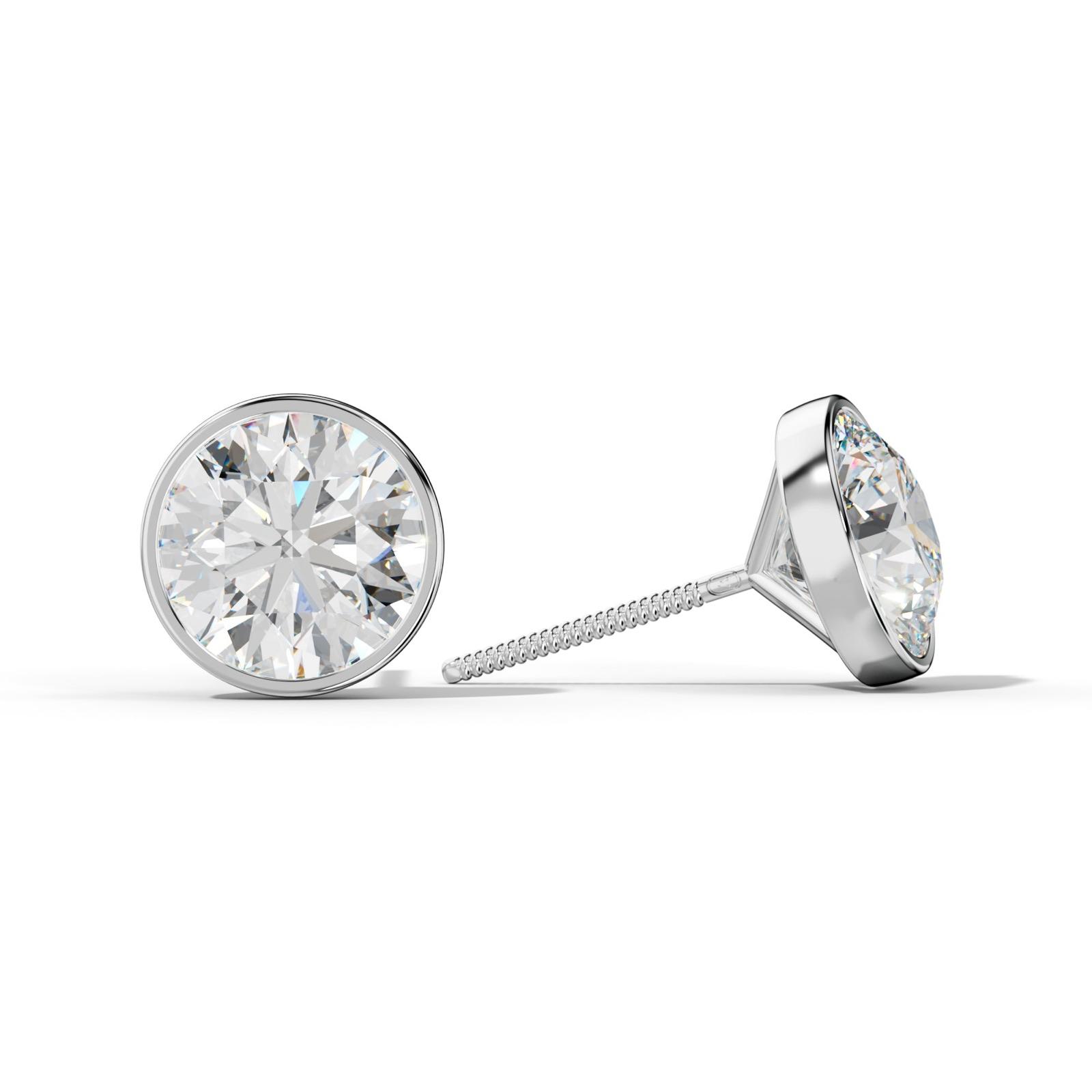 Round Diamond Stud Earrings With Martini Bezel Set