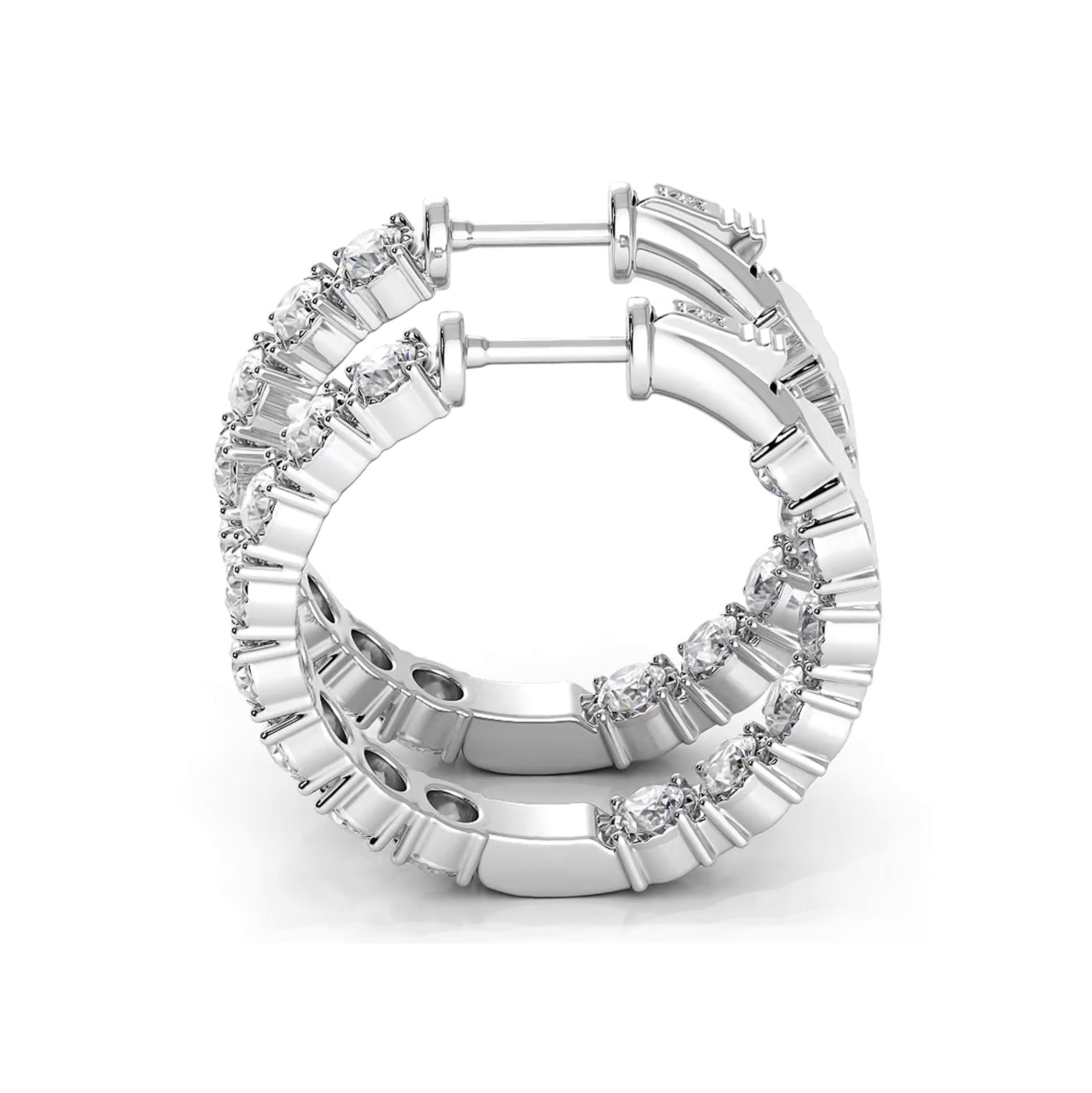 1.50 ctw. Round Diamond Hoop Earrings Crown Style Setting