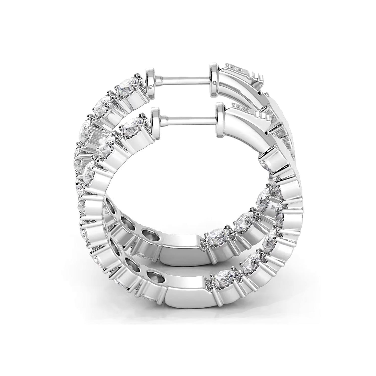1.50 ctw. Round Diamond Hoop Earrings Crown Style Setting
