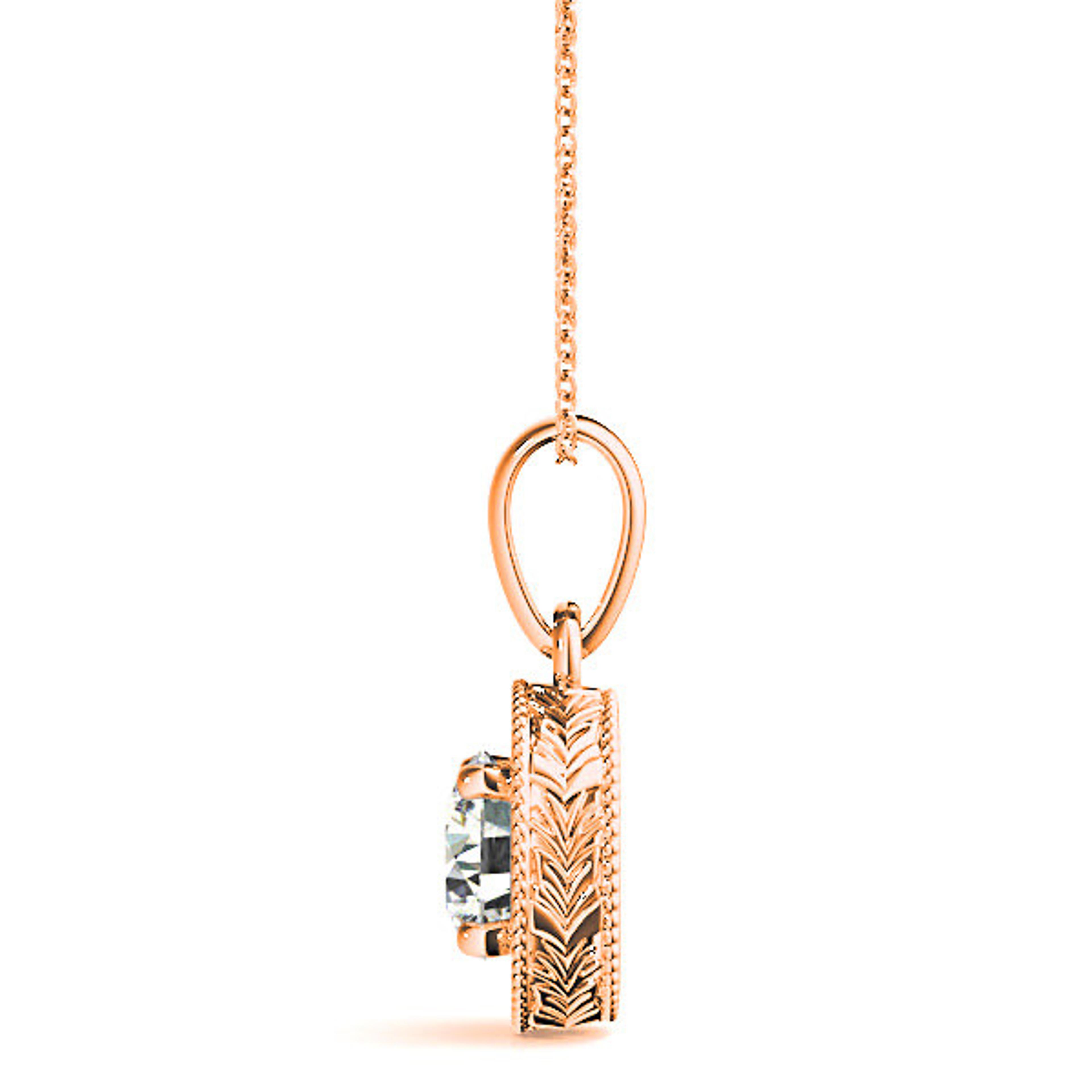Milgrain Filigree Round Diamond Vintage Necklace Pendant-VIRABYANI