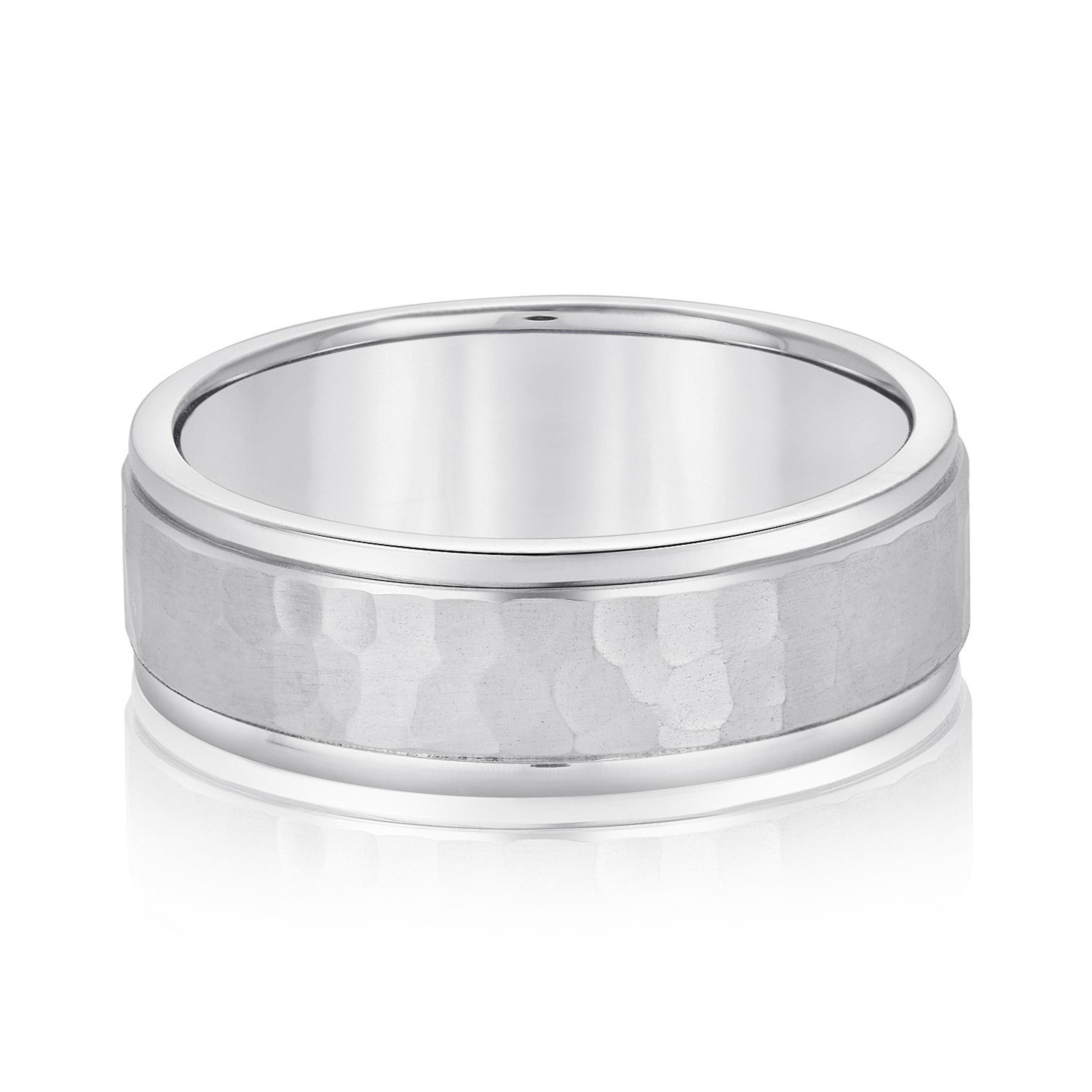 Men's Hammered Center Wedding Band