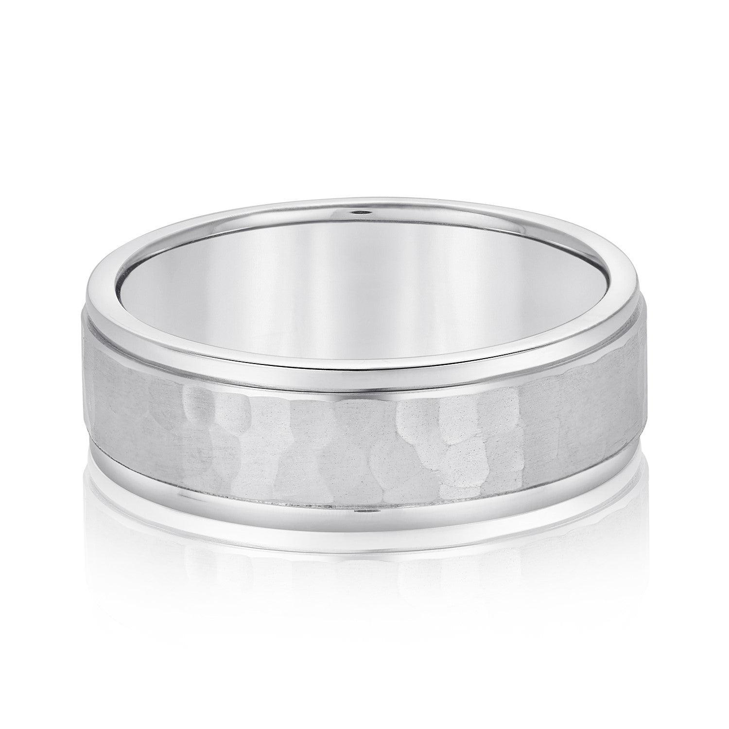 Men's Hammered Center Wedding Band