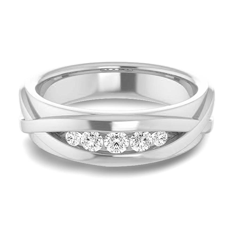 Five Stone Channel Set Round Diamond Men's Ring Infinity Style