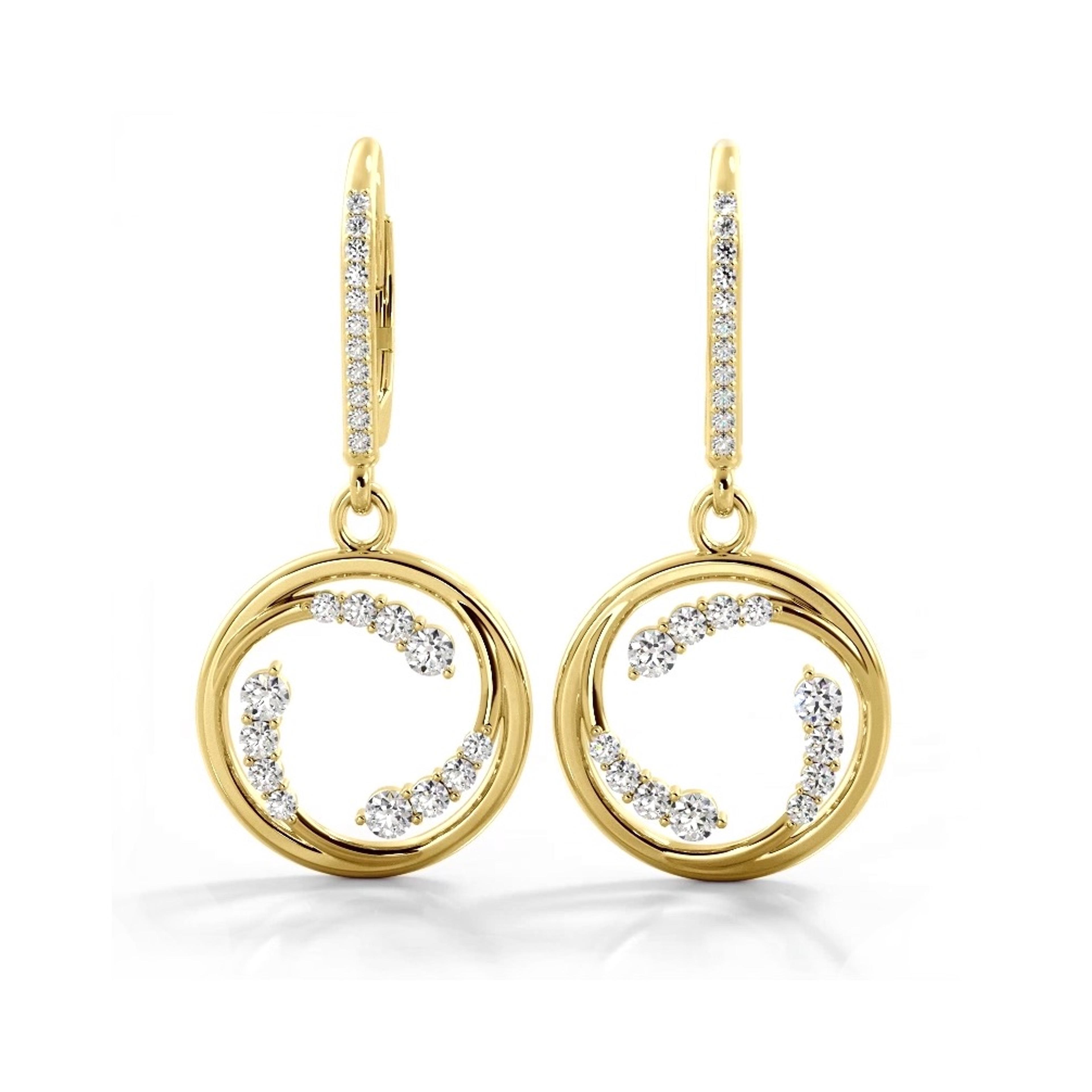 0.60 ctw. Round Diamond Circle Dangle Hoop Earrings
