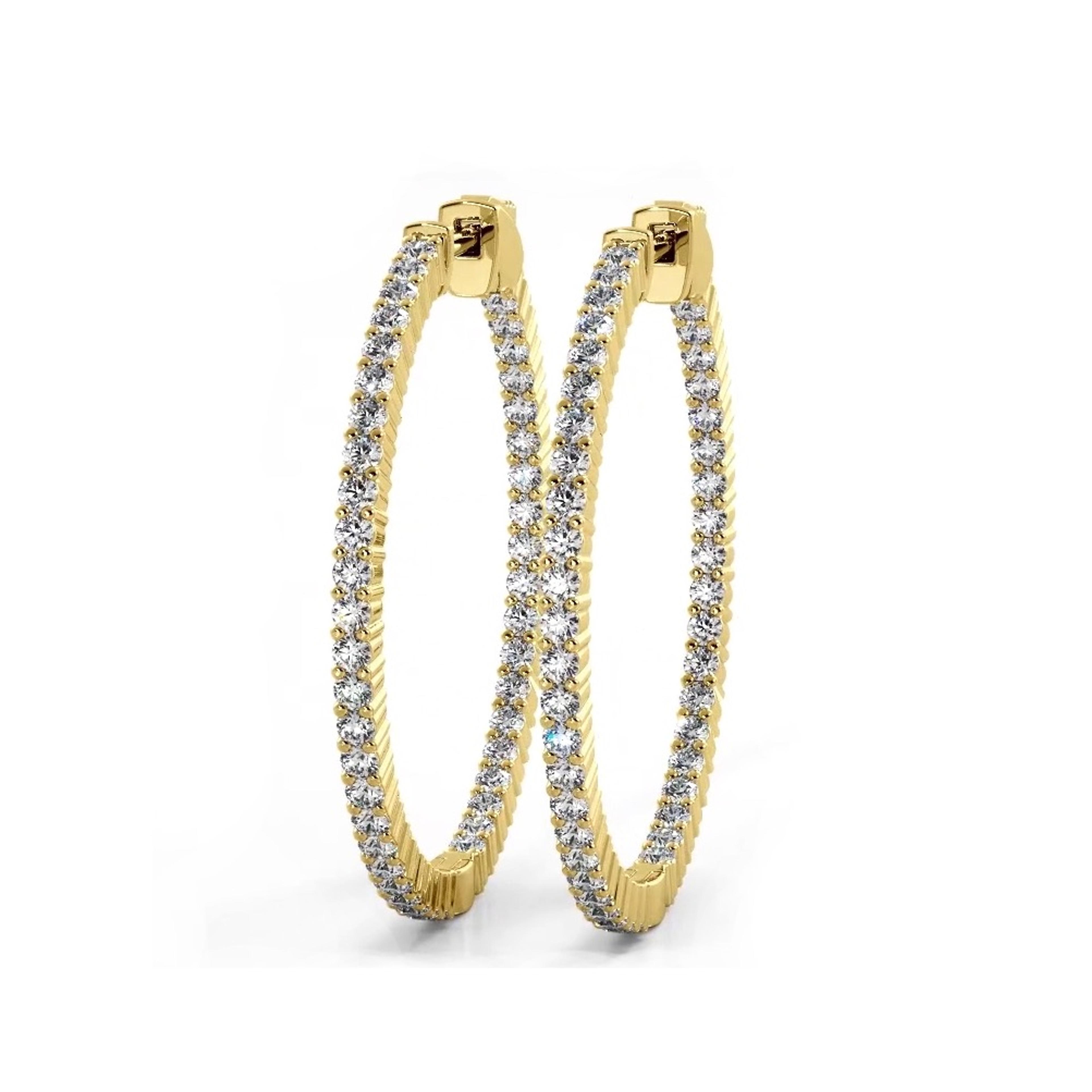 1.10 ctw. Single Row Inside Out Classic Diamond Hoop Earrings