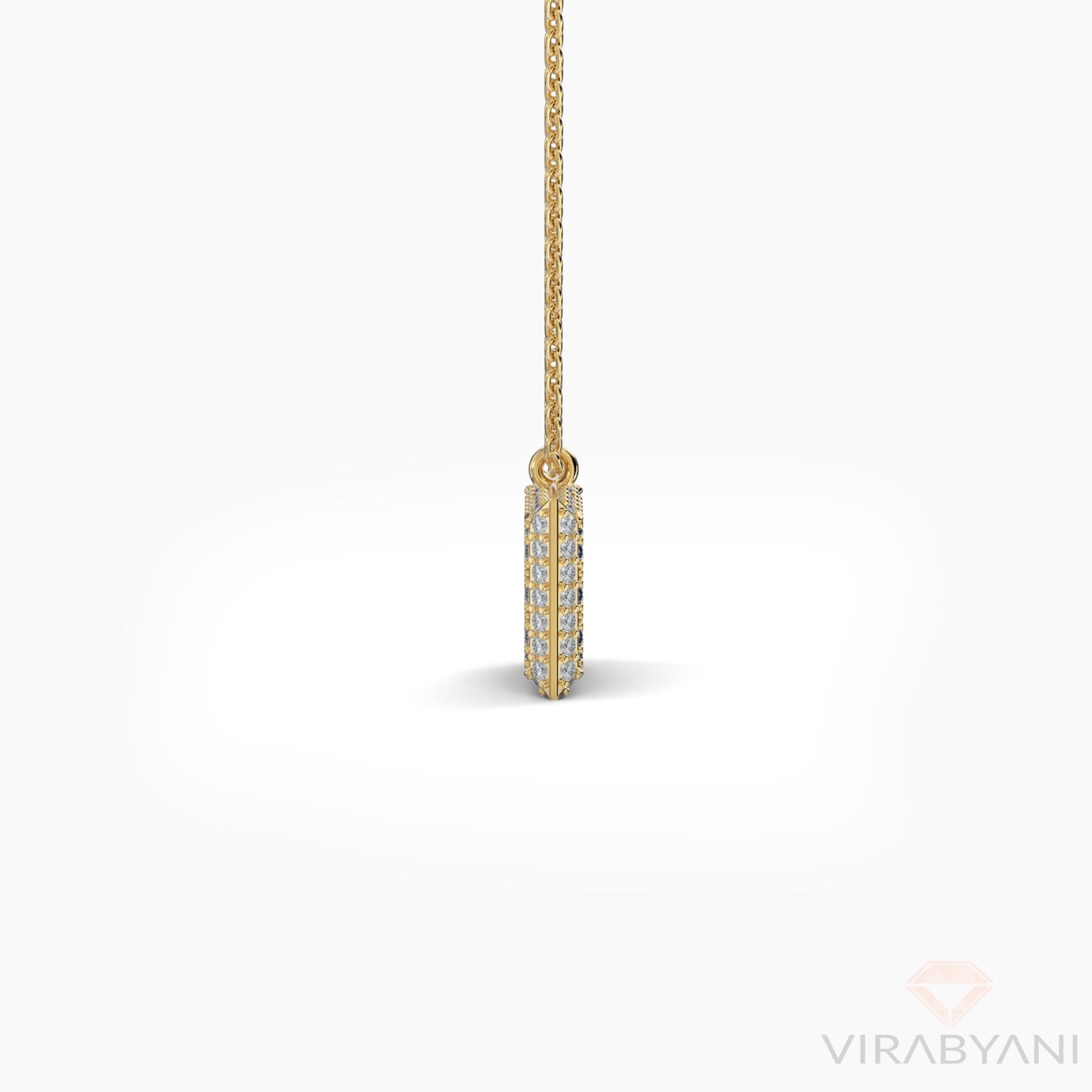 Double Sided Diamond & Sapphire Square Shaped AMoré Pavé Necklace