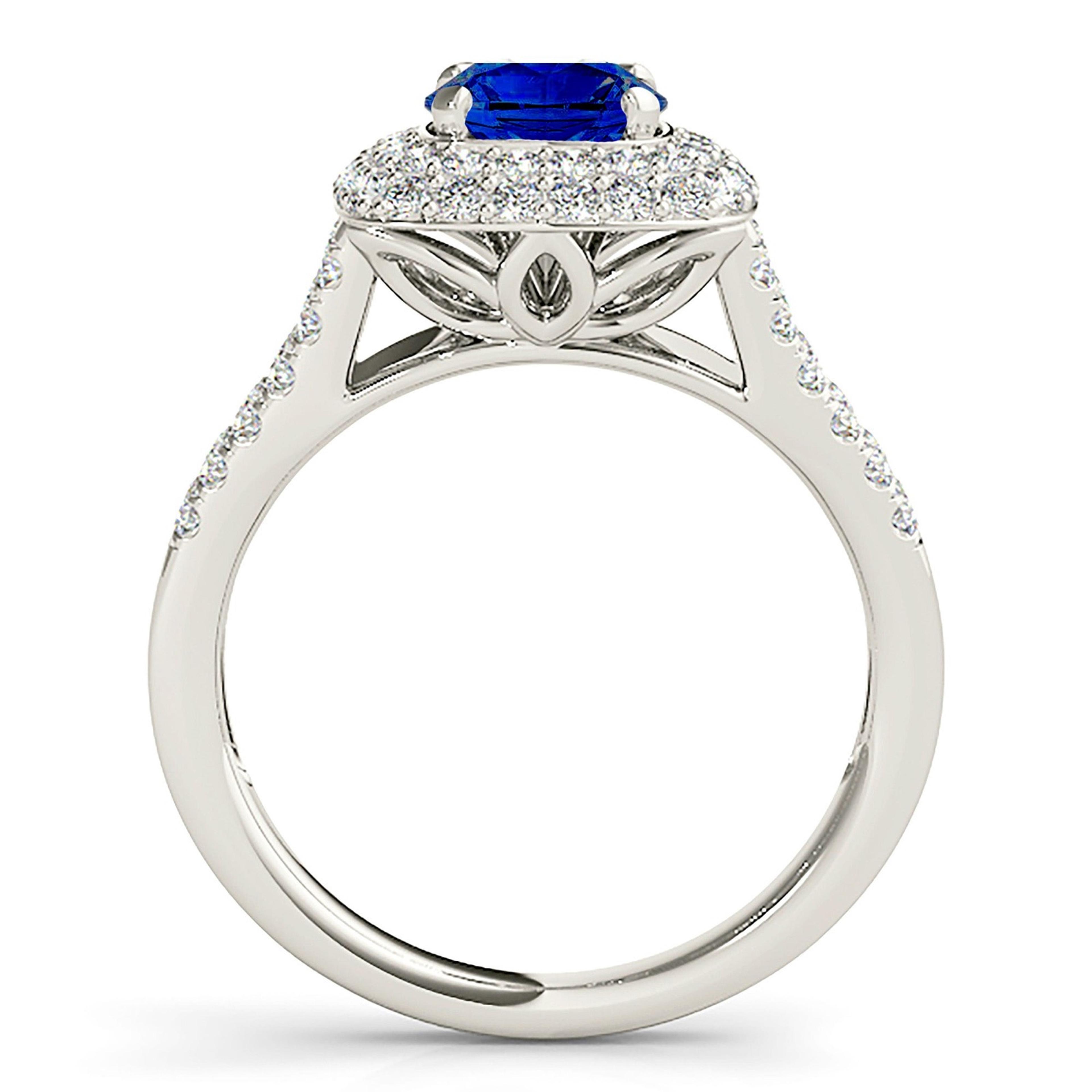 1.35 ct. Genuine Blue Round Sapphire Ring