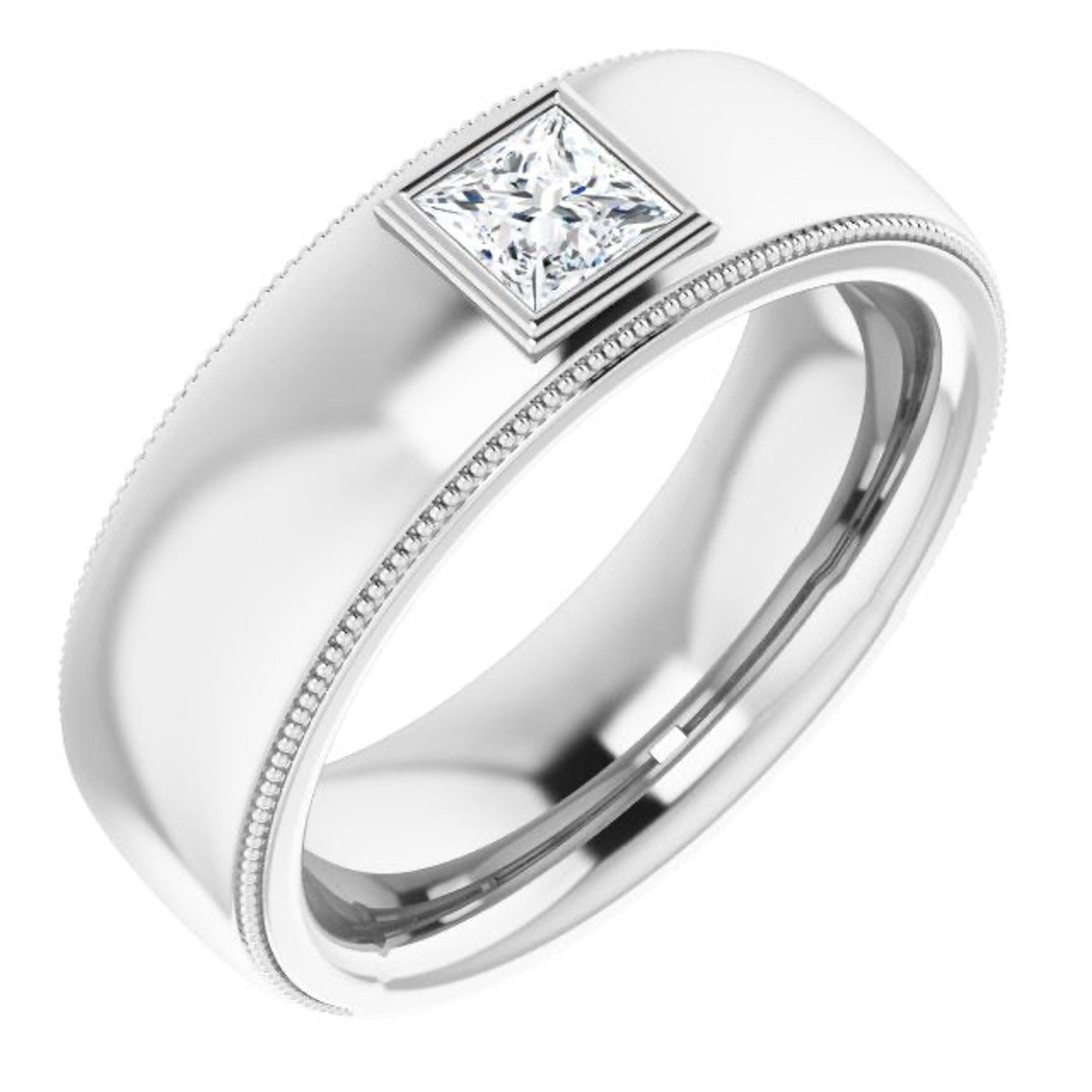 0.50 ct. Princess Diamond Milgrain Accent Men's Ring